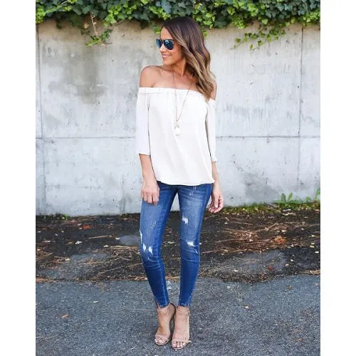 Spring Summer Sexy Women Blouse Shirt  Fashion Casual Ladies Chiffon Blouses Leisure Vintage Women Tops Shirts FLD741
