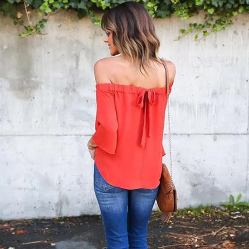 Spring Summer Sexy Women Blouse Shirt  Fashion Casual Ladies Chiffon Blouses Leisure Vintage Women Tops Shirts FLD741