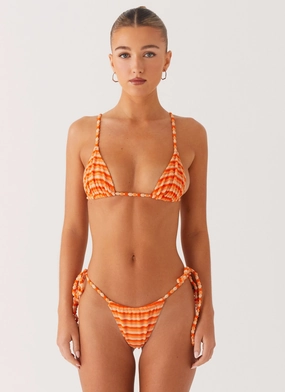 Calista Bikini Bottoms - Orange Stripe polyurethane EcoFriendly Material
