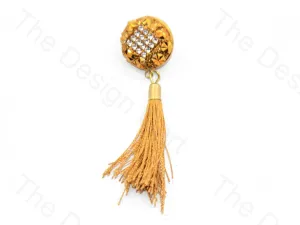 Square Stones Golden Handcrafted Tassel Button