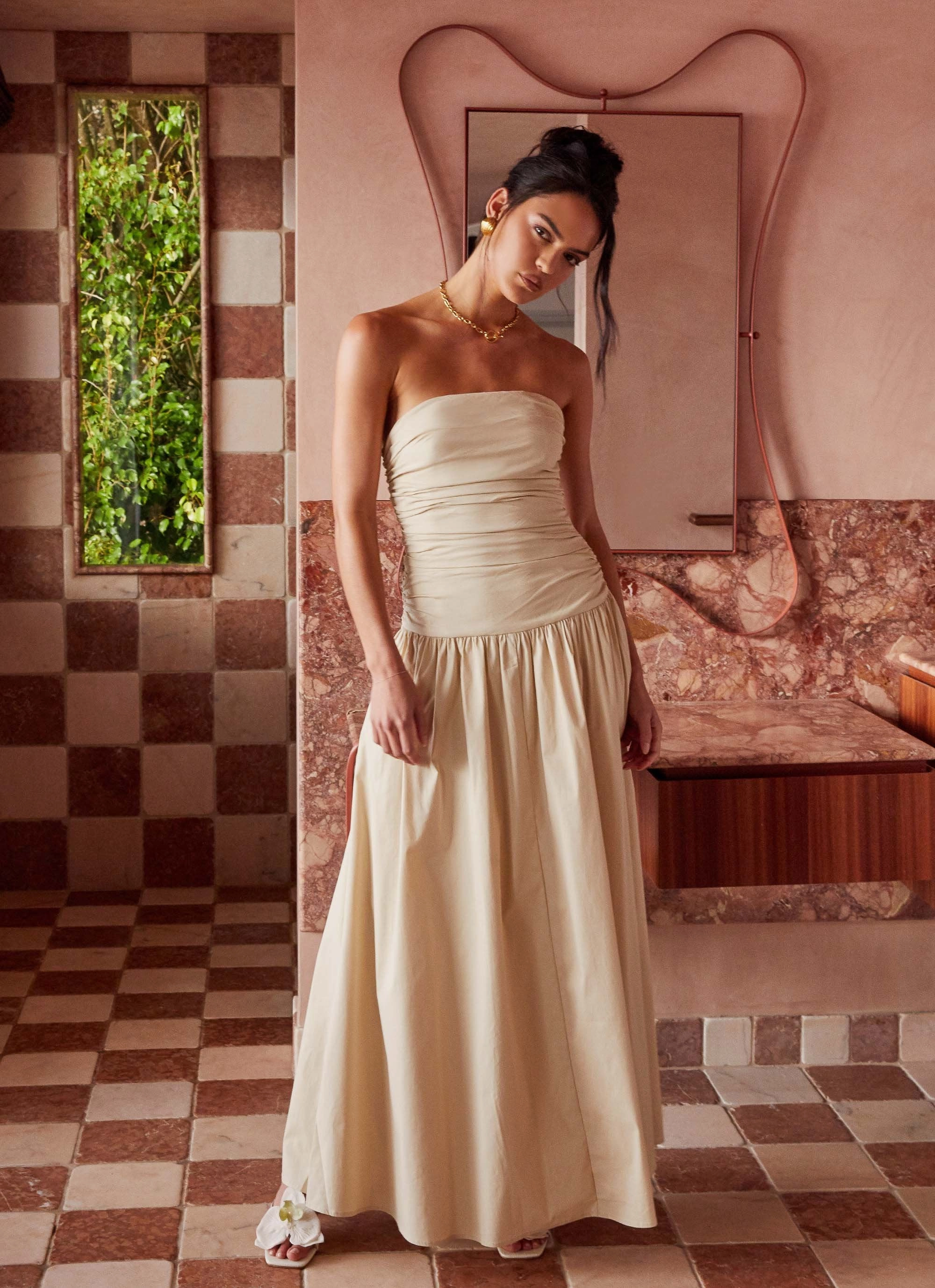 Carmel Maxi Dress - Ivory Comfortable and breathable Delicate Edge