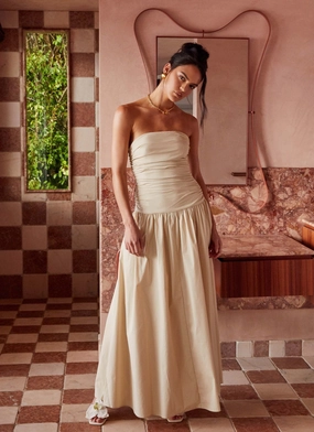 Carmel Maxi Dress - Ivory Comfortable and breathable Delicate Edge