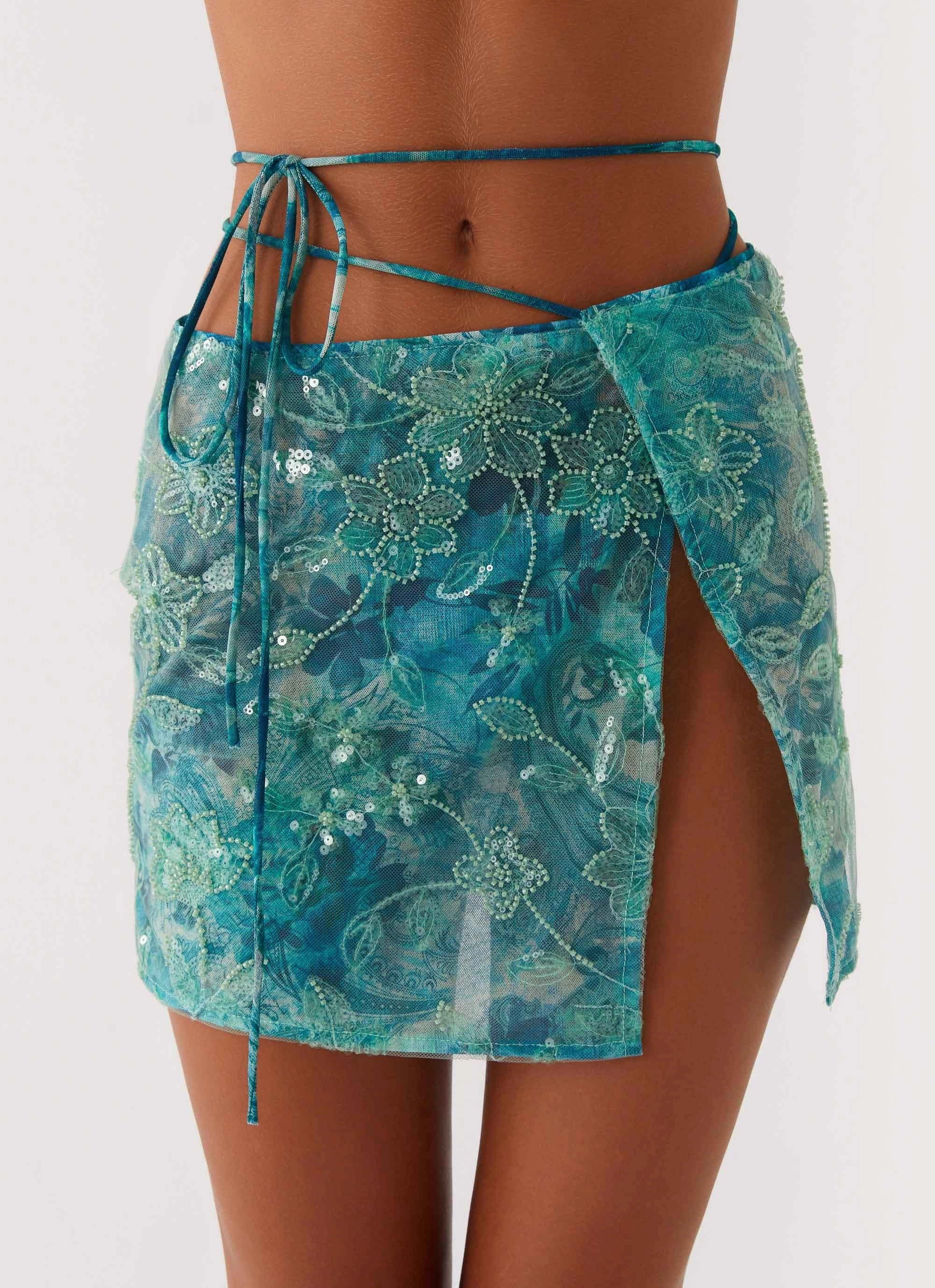 Anti Snag Threading Flexible Comfort Stacie Mini Skirt - Teal