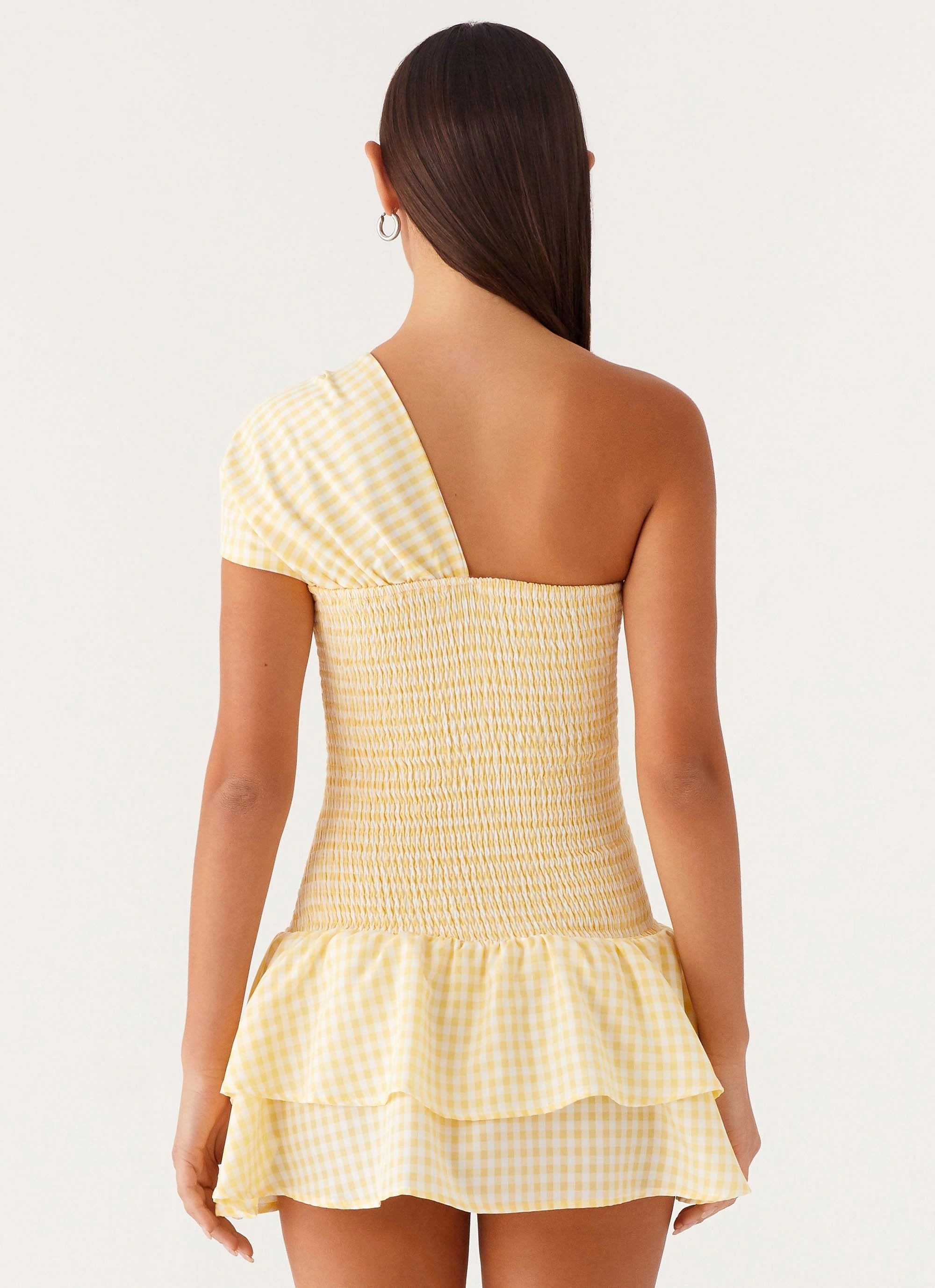 Zip Closure Brandy Mini Dress - Yellow Gingham