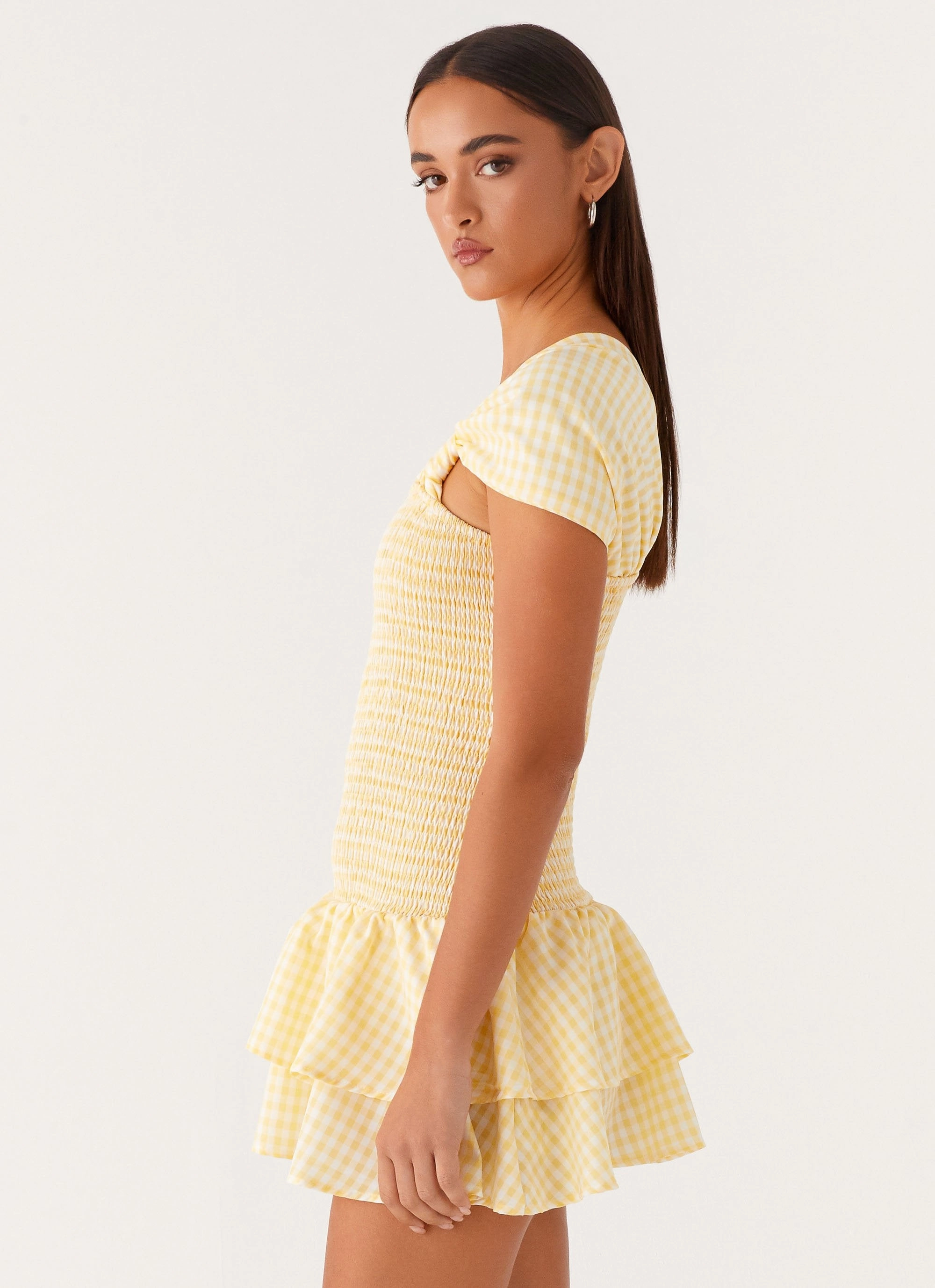 Brandy Mini Dress - Yellow Gingham Timeless and Comfortable Sleek Design