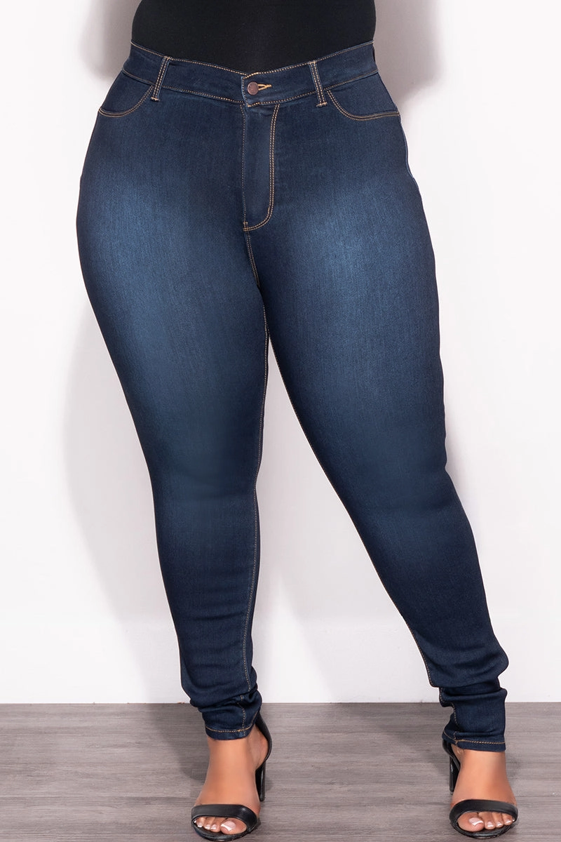 No Ride Up Design Final Sale Plus Size ??Lifting ?? Jeans in Dark Denim