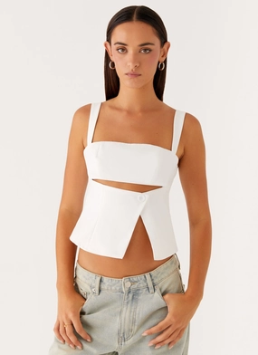 Pia Cut Out Top - White Eco Dye Process