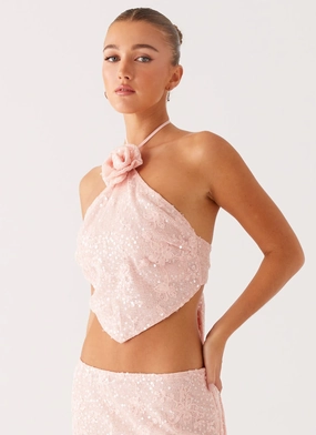 Queenie Sequin Halter Top - Pink EthicallySourcedMaterial