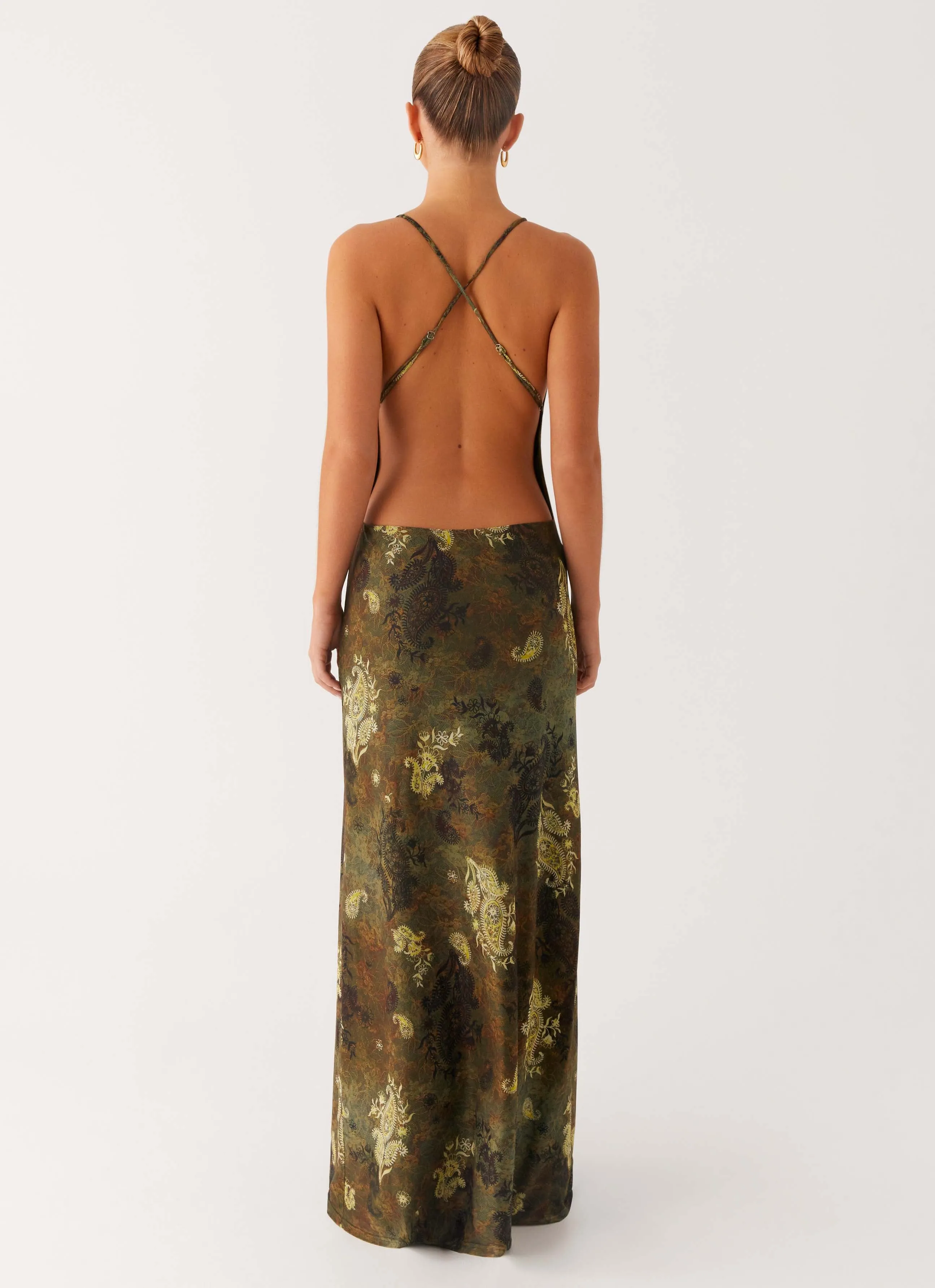 Panelled-Design Cotton-Blend Star Fields Maxi Dress - Cyber Floral