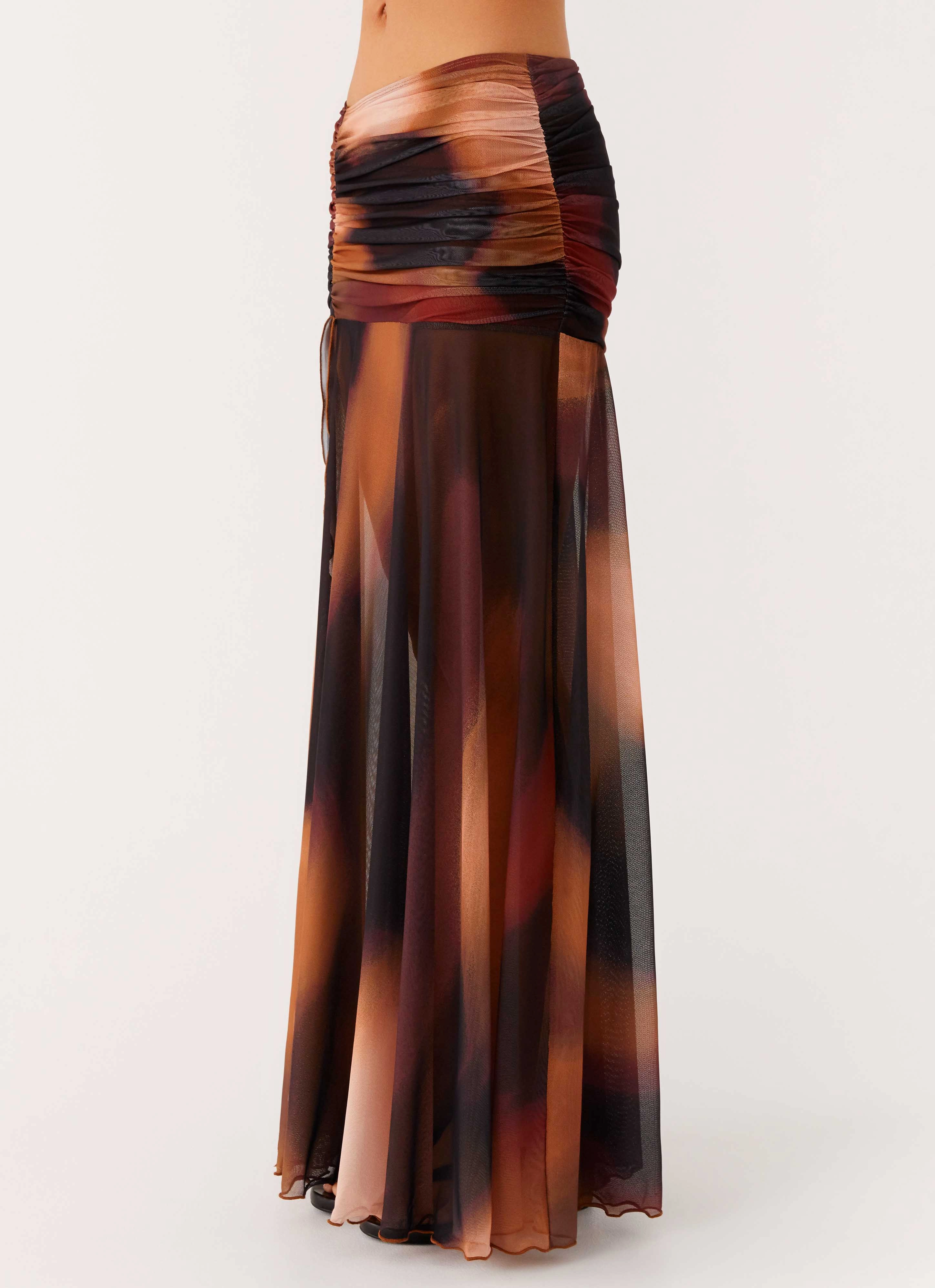 Stargazer Mesh Maxi Skirt - Black Gradient Breathable Stretch Wear