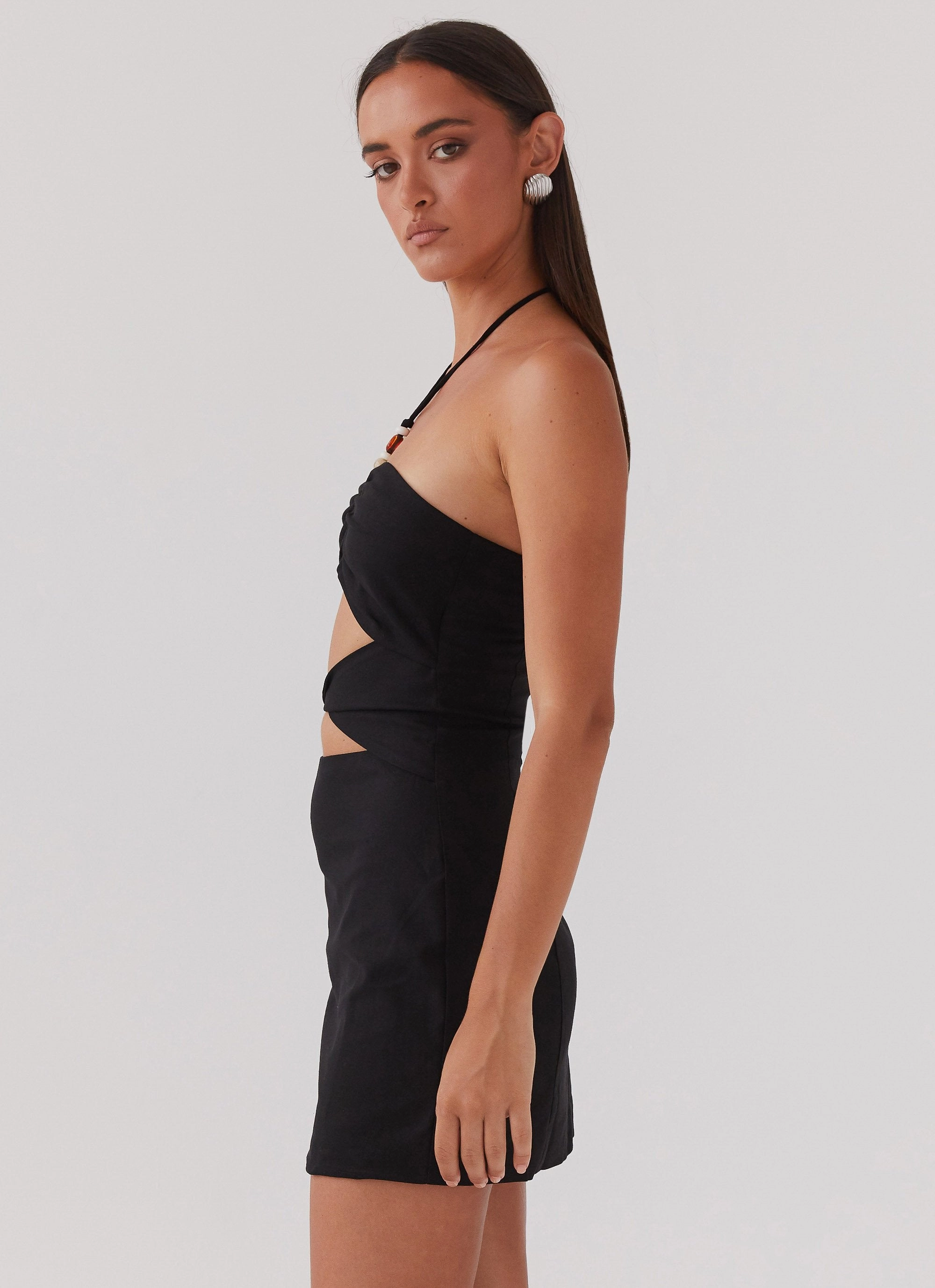 Starry Sands Linen Mini Dress - Black Light Aesthetic