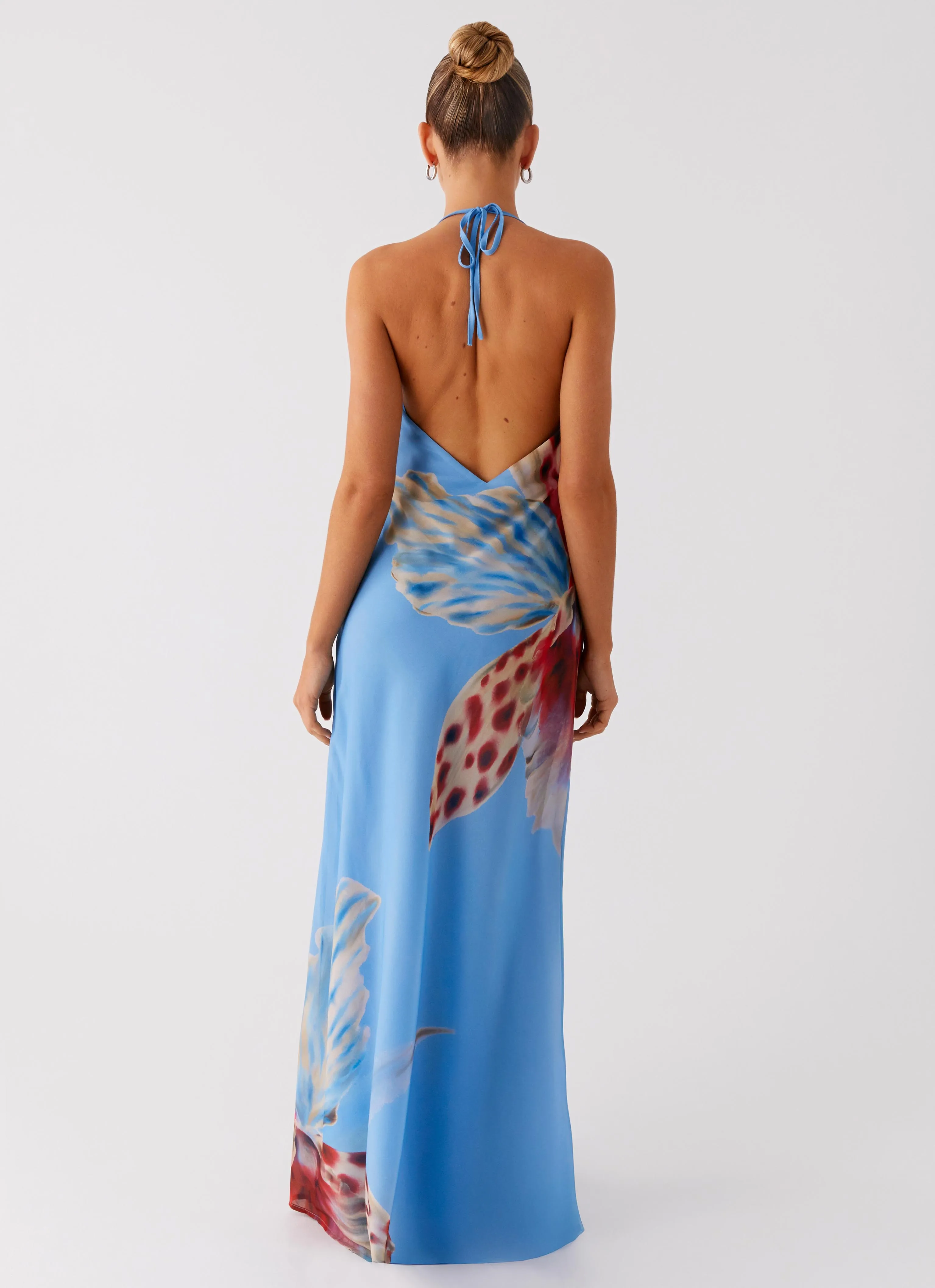 Stars Align Cowl Maxi Dress - Deep Sea Bloom Eye Catching