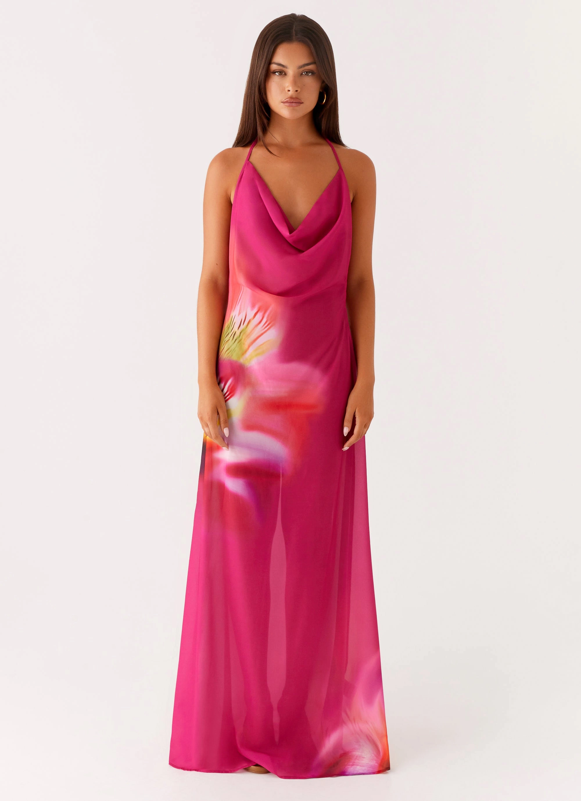 Fantasy Maxi Dress - Pink Tropical elegant design
