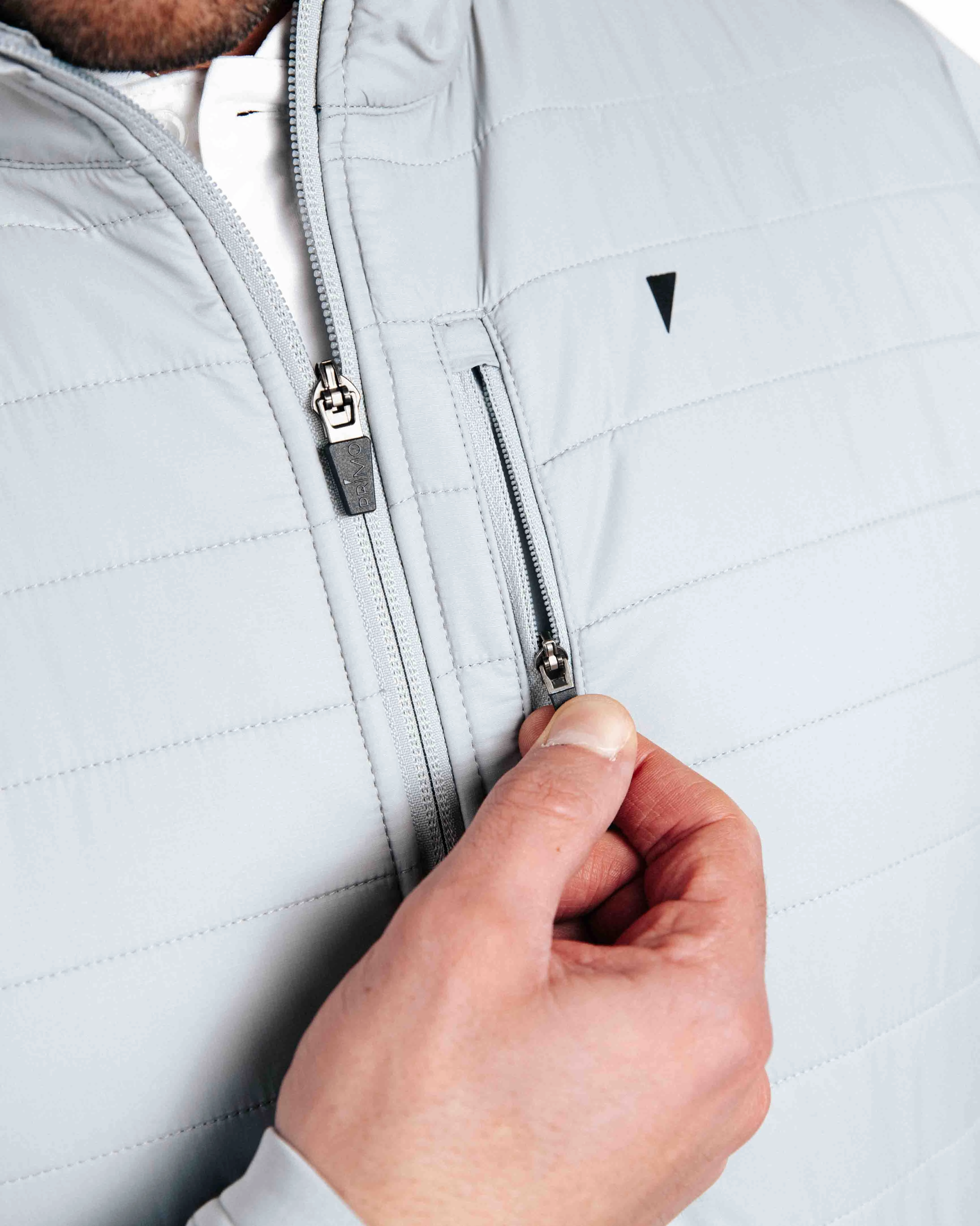 Light Gray Hybrid Jacket Moisture Wicking Inner Eco Friendly Construction
