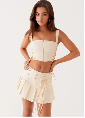 ReinforcedKnees Tahnne Eyelet Mini Skirt - Ivory