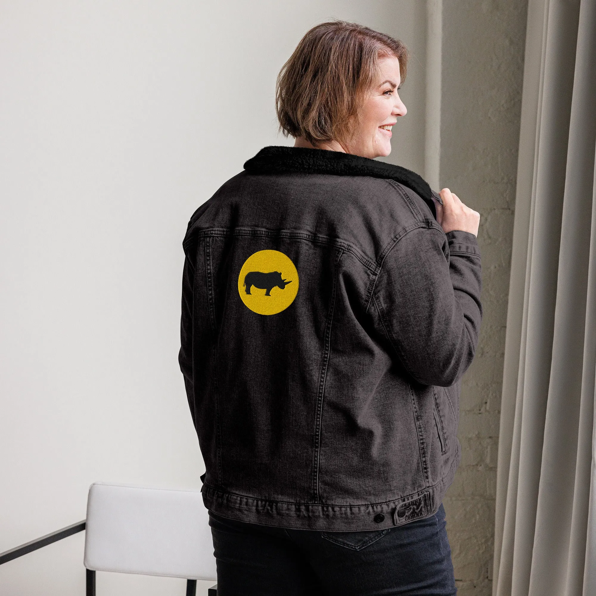 STAY FOCUSED Unisex Denim Sherpa Jacket