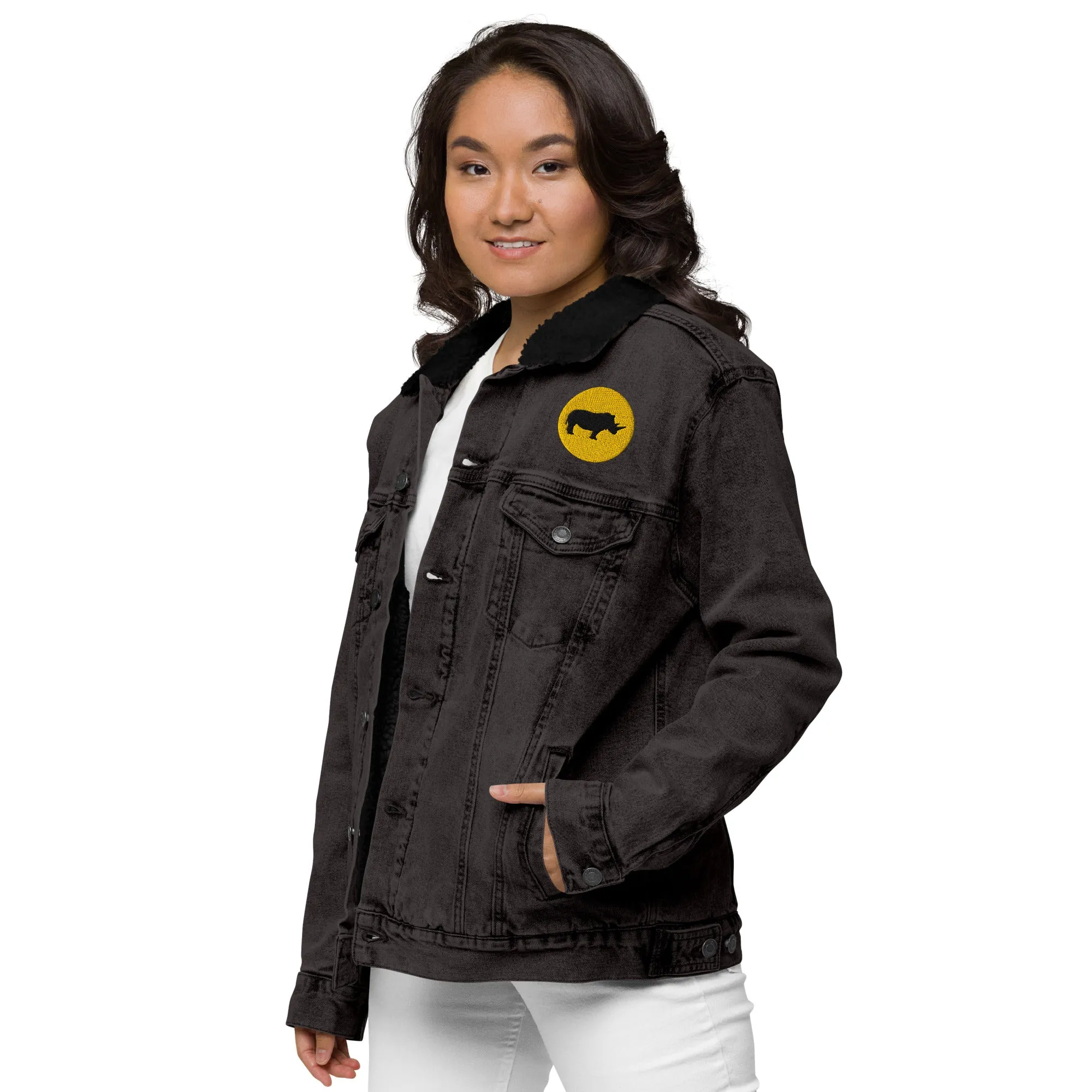 STAY FOCUSED Unisex Denim Sherpa Jacket