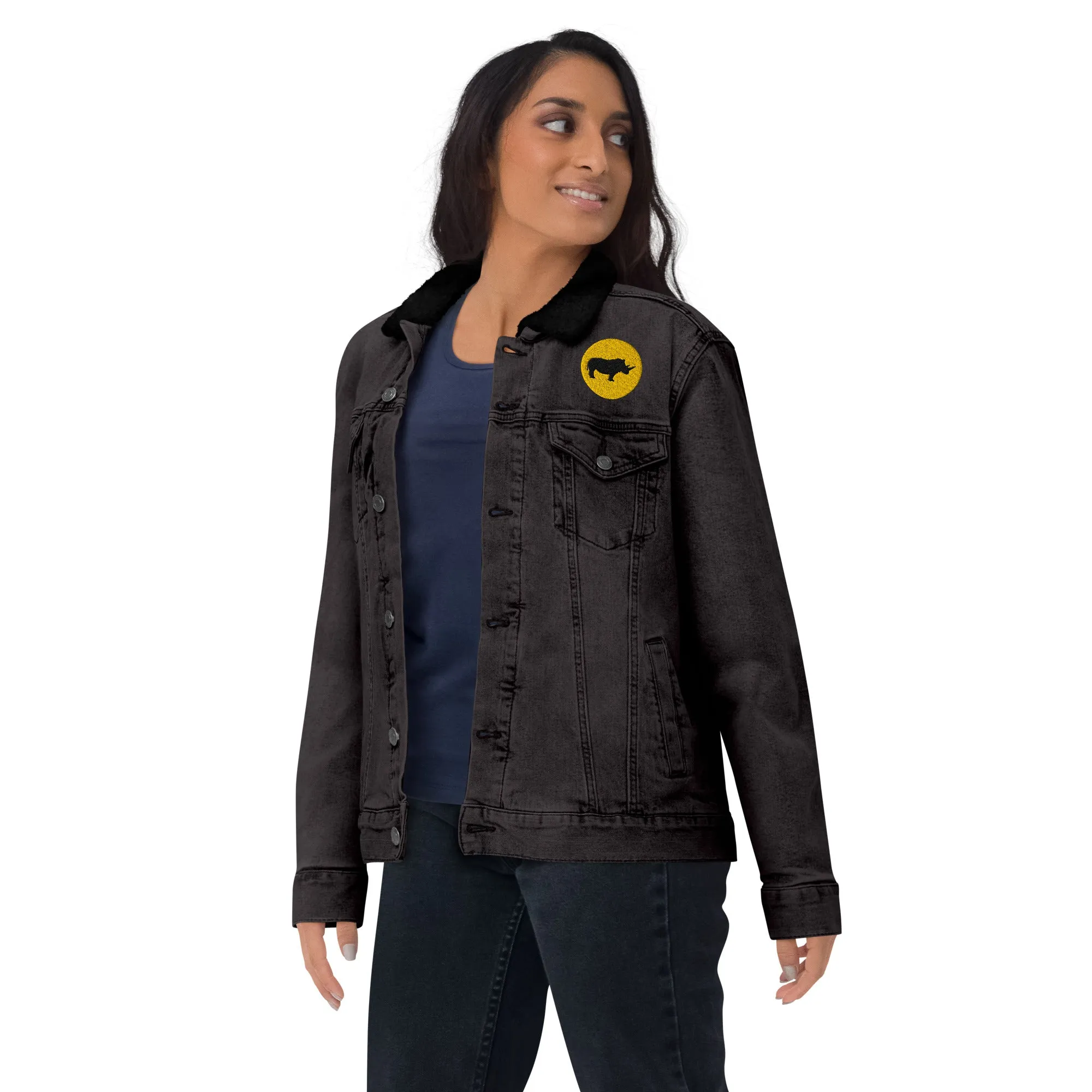 STAY FOCUSED Unisex Denim Sherpa Jacket
