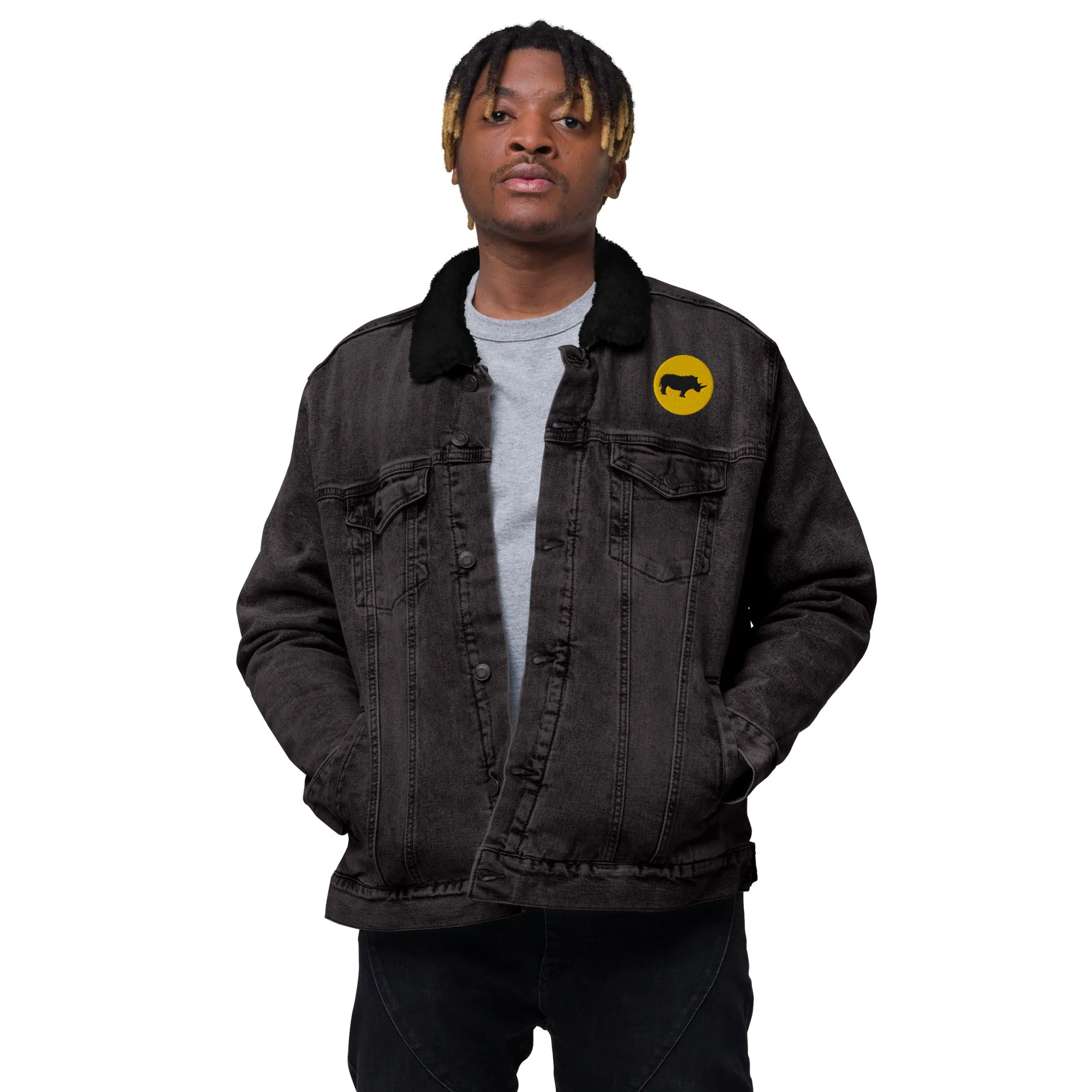 STAY FOCUSED Unisex Denim Sherpa Jacket
