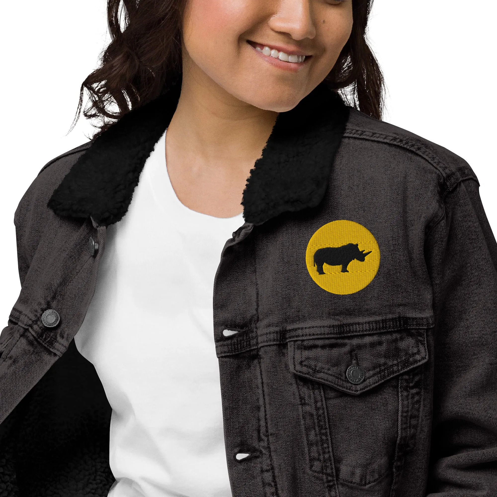 STAY FOCUSED Unisex Denim Sherpa Jacket