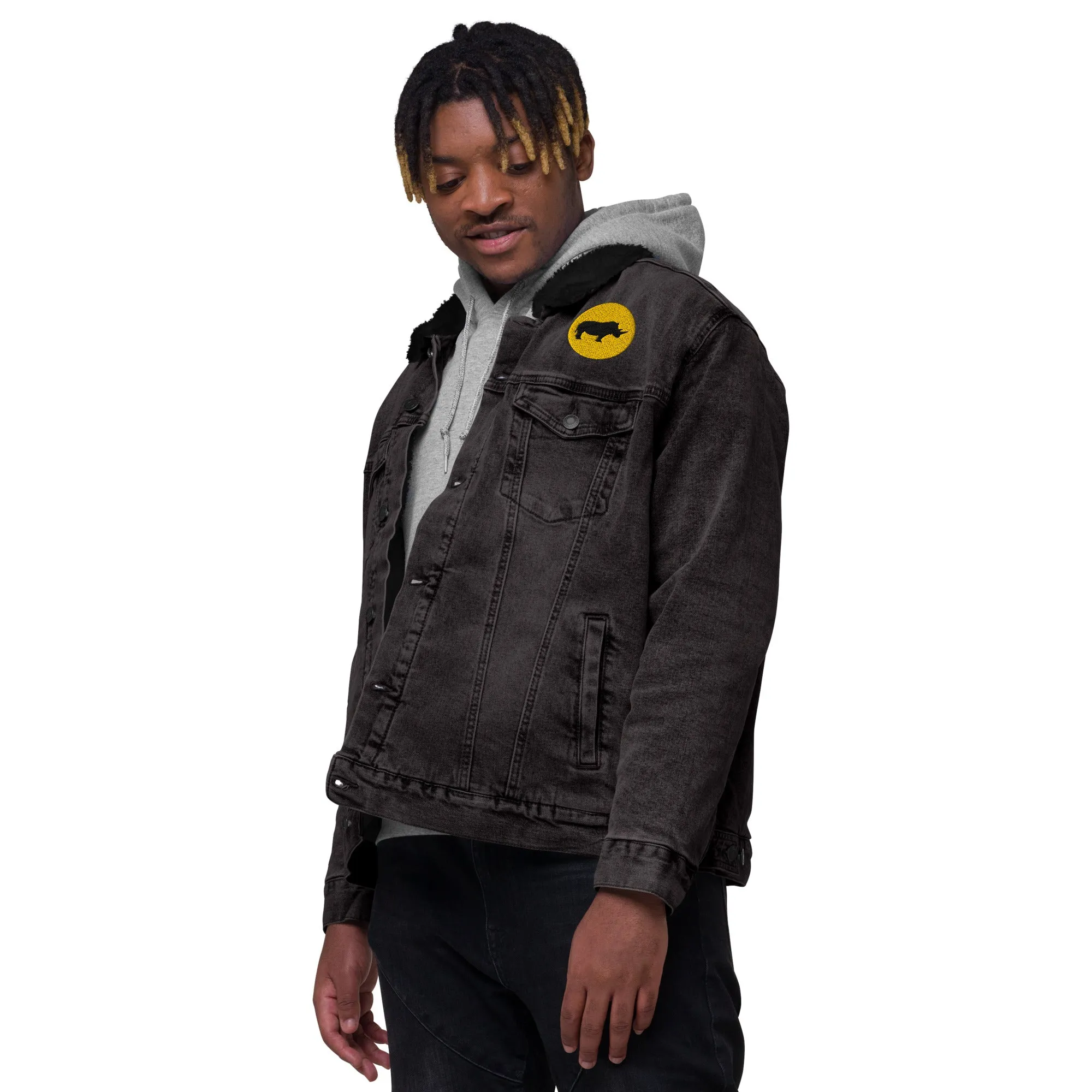 STAY FOCUSED Unisex Denim Sherpa Jacket