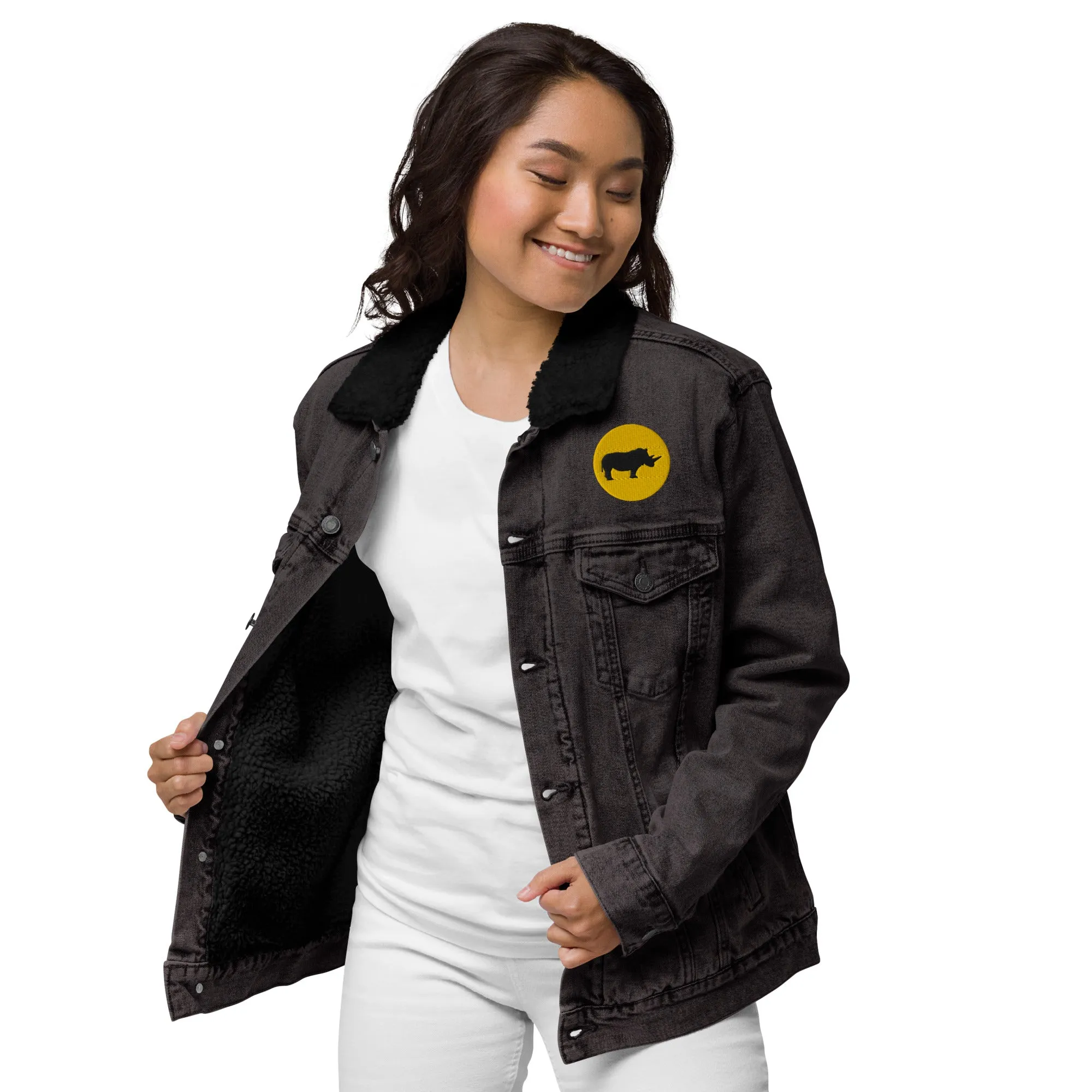 STAY FOCUSED Unisex Denim Sherpa Jacket