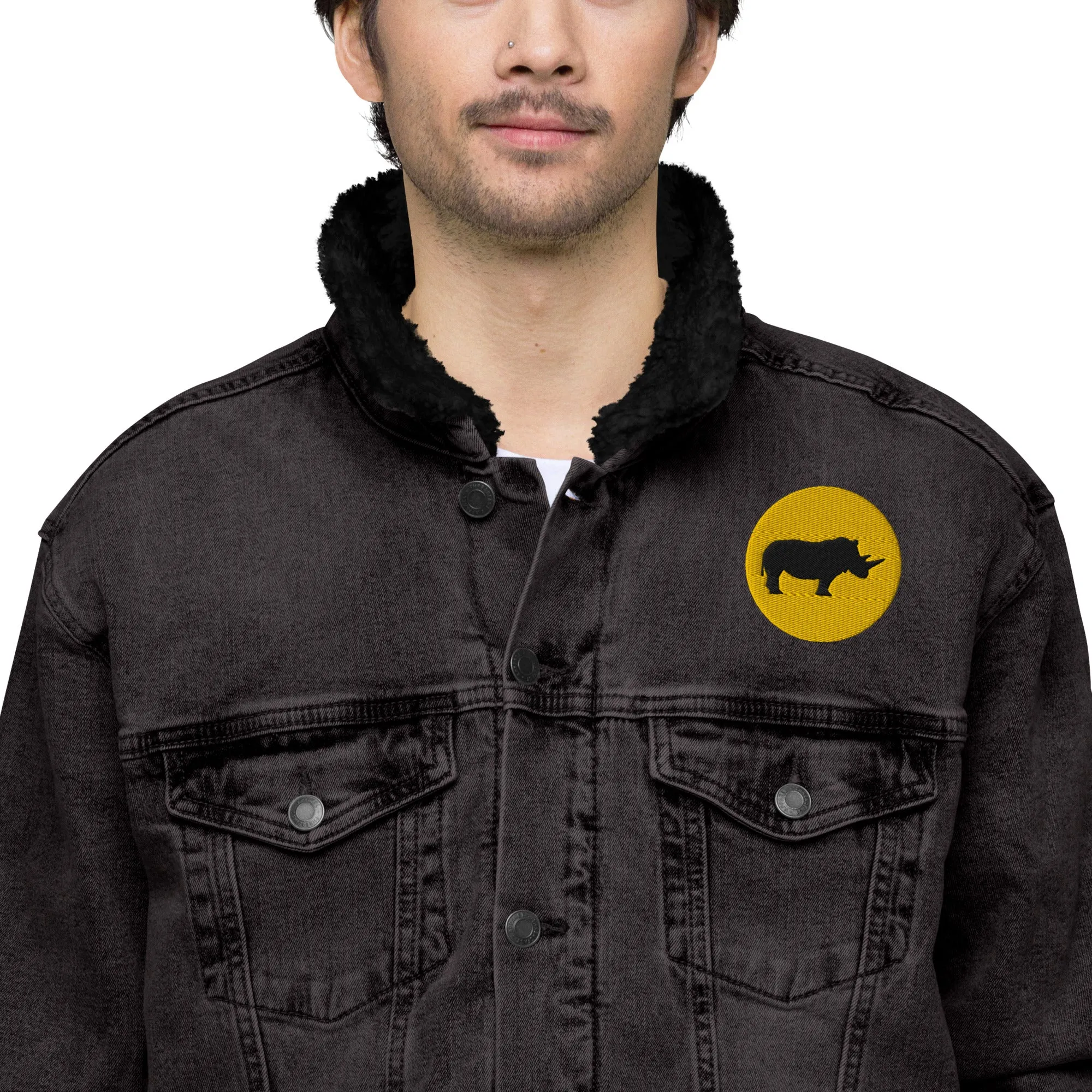 STAY FOCUSED Unisex Denim Sherpa Jacket