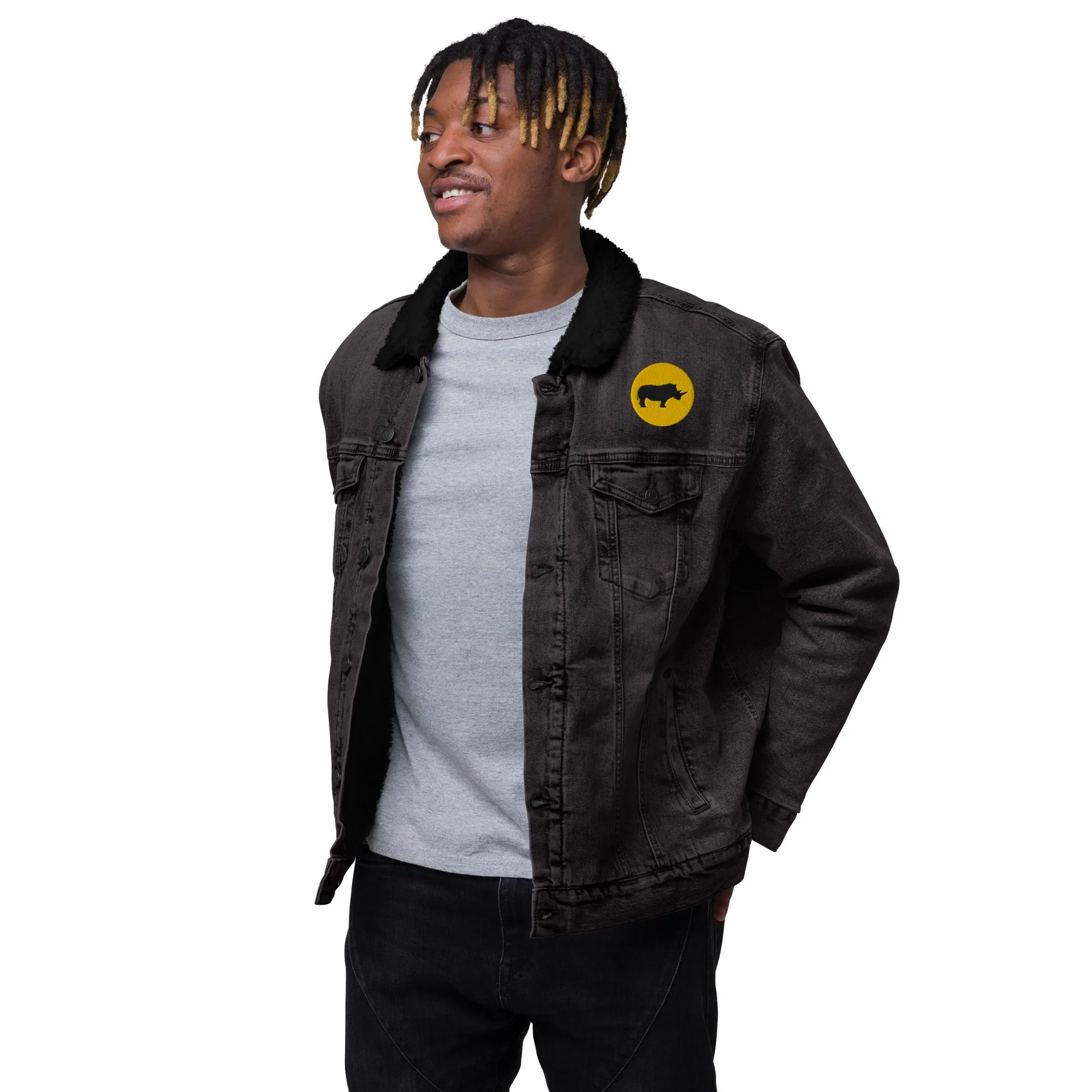 STAY FOCUSED Unisex Denim Sherpa Jacket