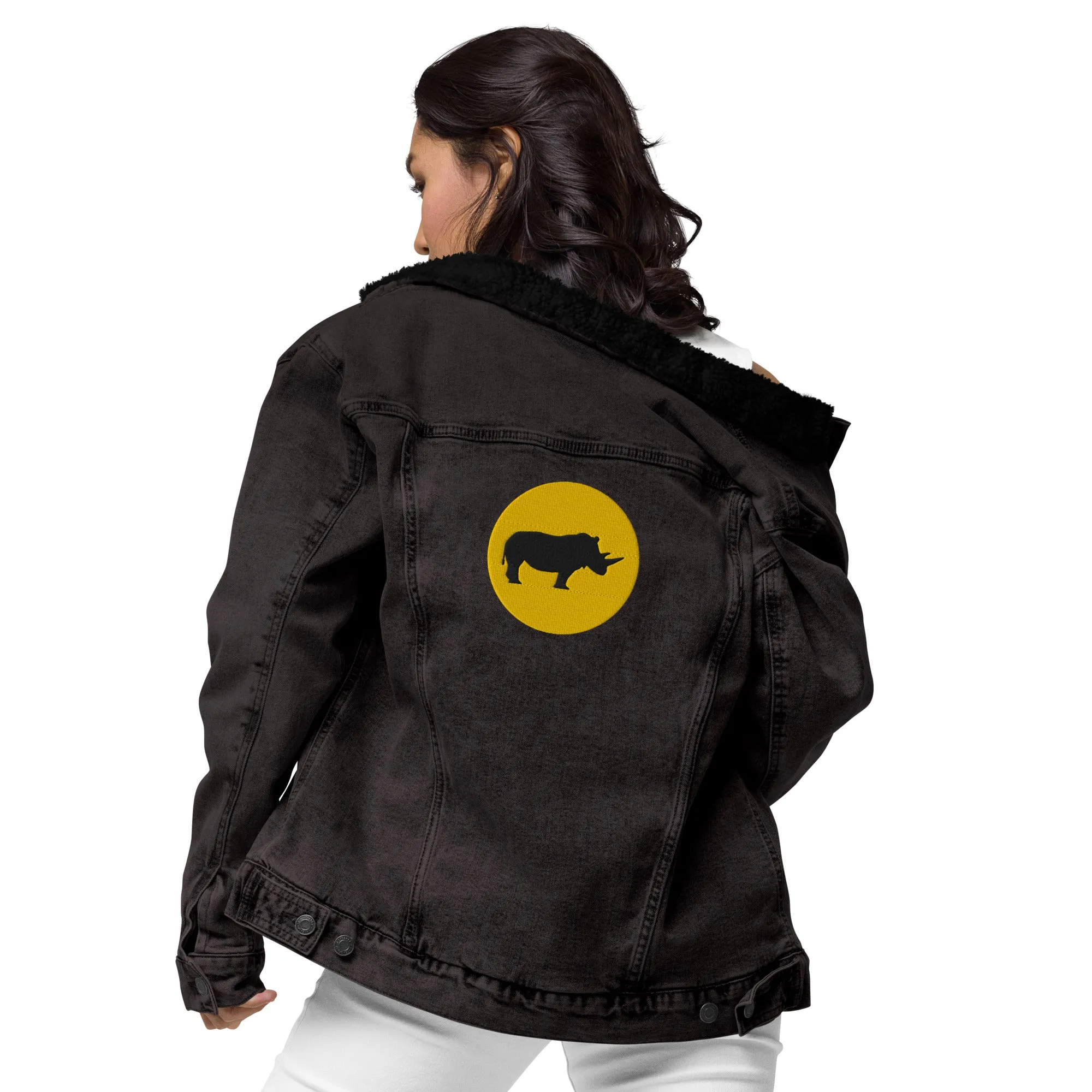 STAY FOCUSED Unisex Denim Sherpa Jacket