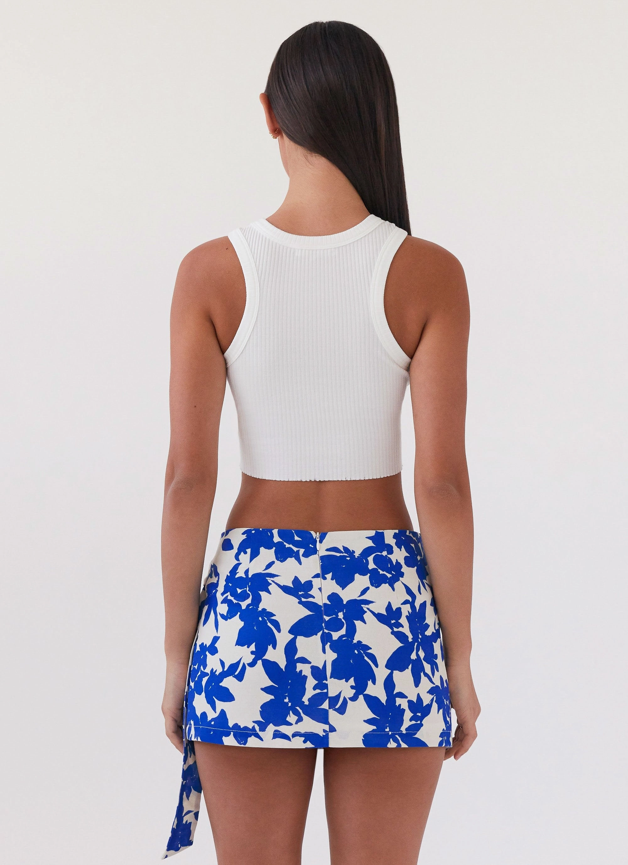 Steal Away Linen Wrap Skirt - Blue Floral OdorResistantTreatment Flexible Durability