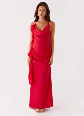 Breathable fabric Diedre Rose Strappy Maxi Dress - Raspberry