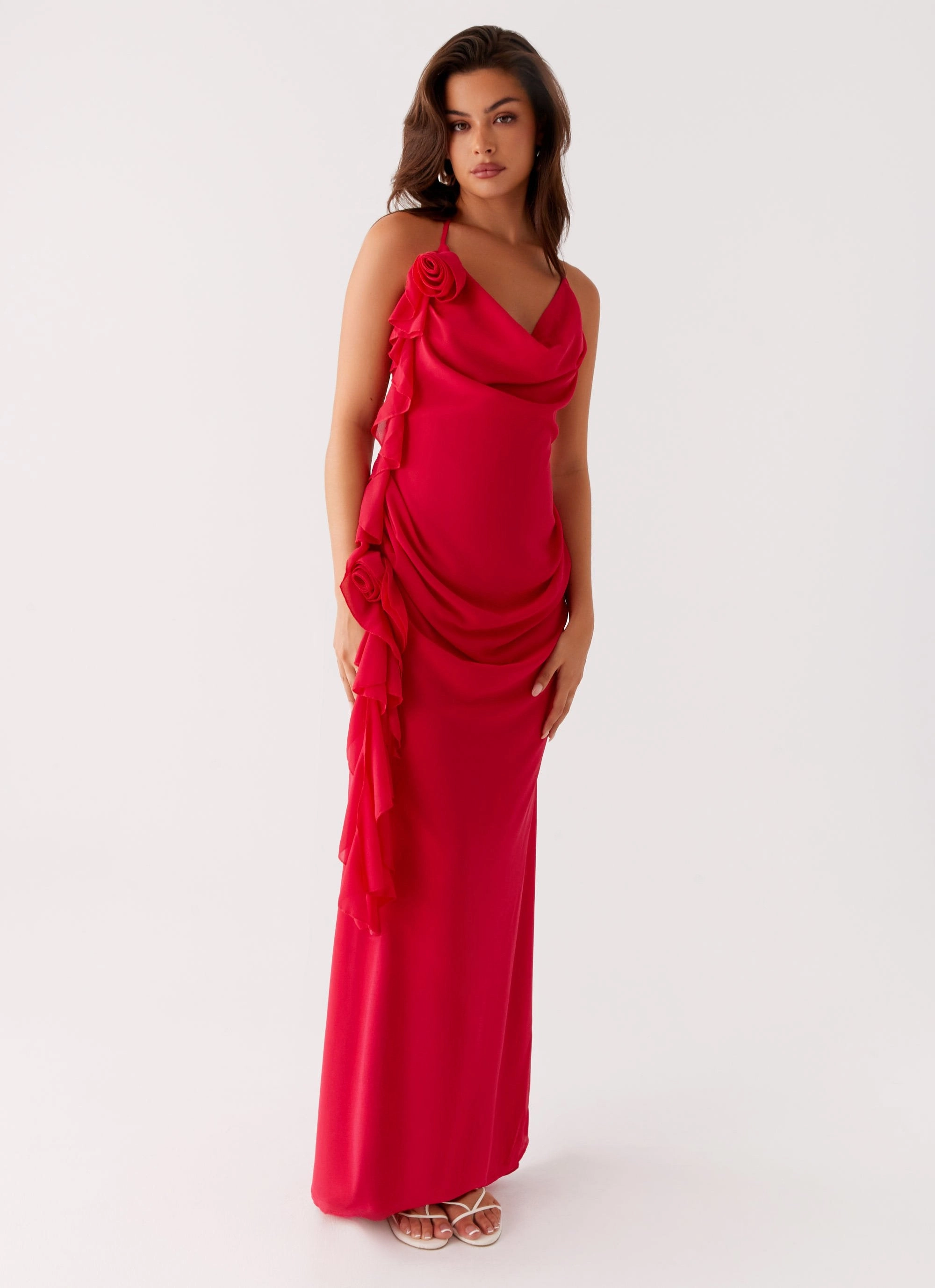 Diedre Rose Strappy Maxi Dress - Raspberry Bow Glow