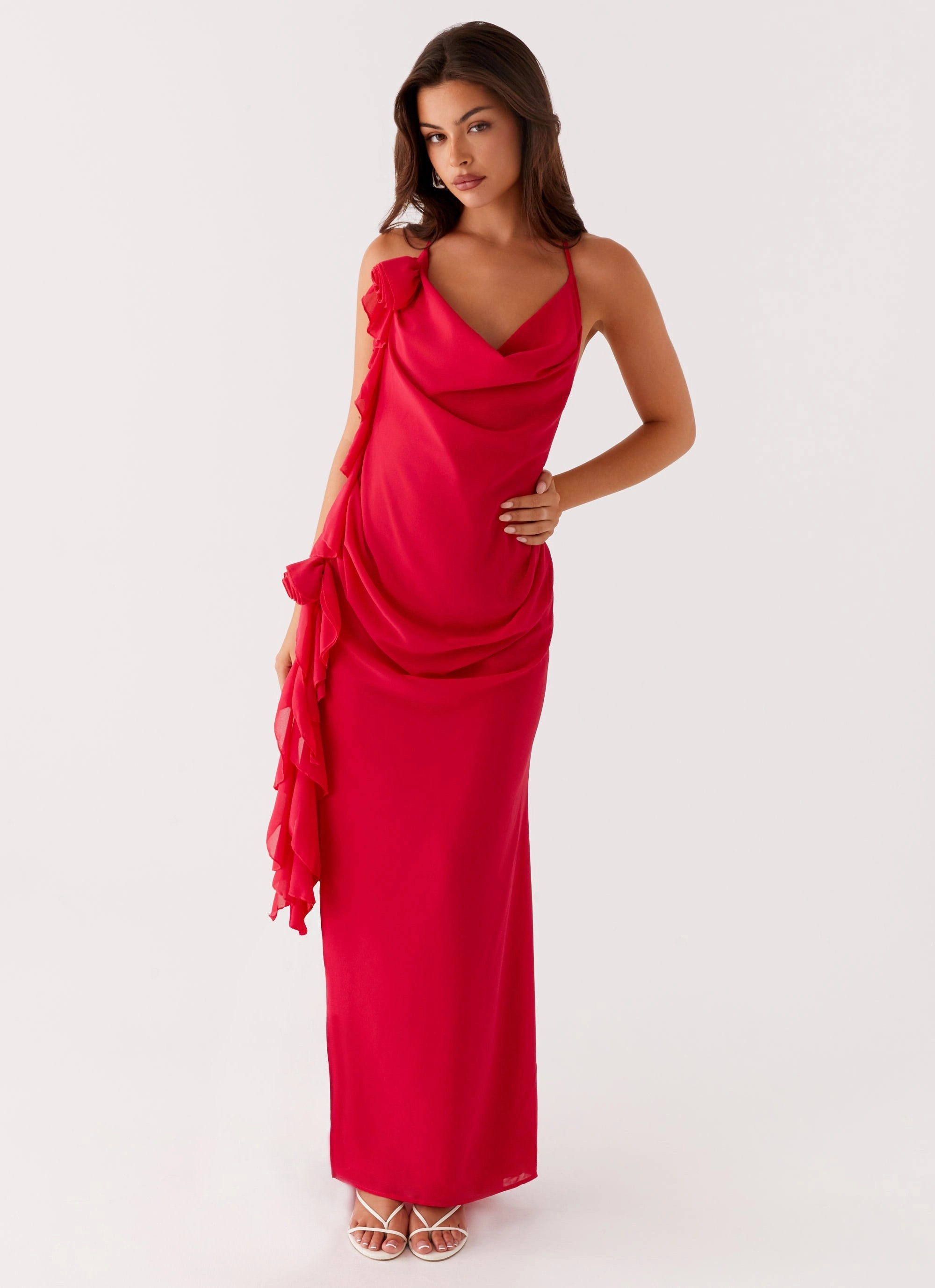 Diedre Rose Strappy Maxi Dress - Raspberry Lace-Sleeve Stylish Touch