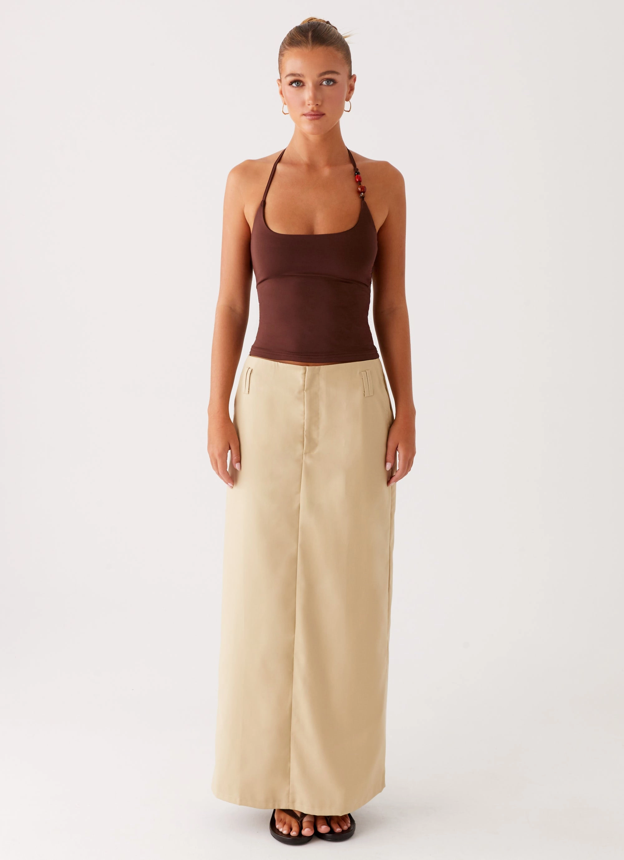 Stella Tailored Maxi Skirt - Beige Moisture Lock Technology