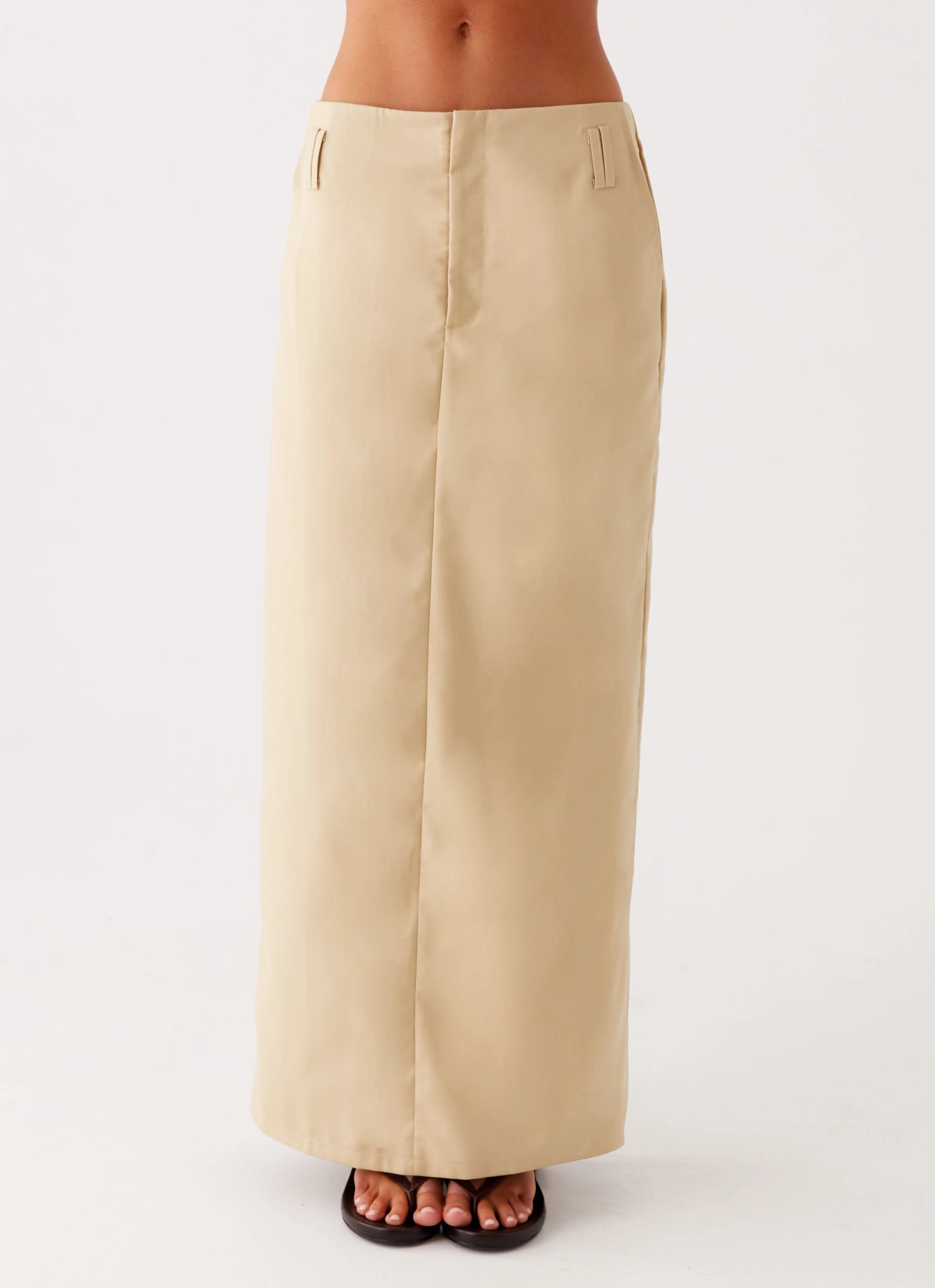 All Day Use Odor Resistant Treatment Stella Tailored Maxi Skirt - Beige