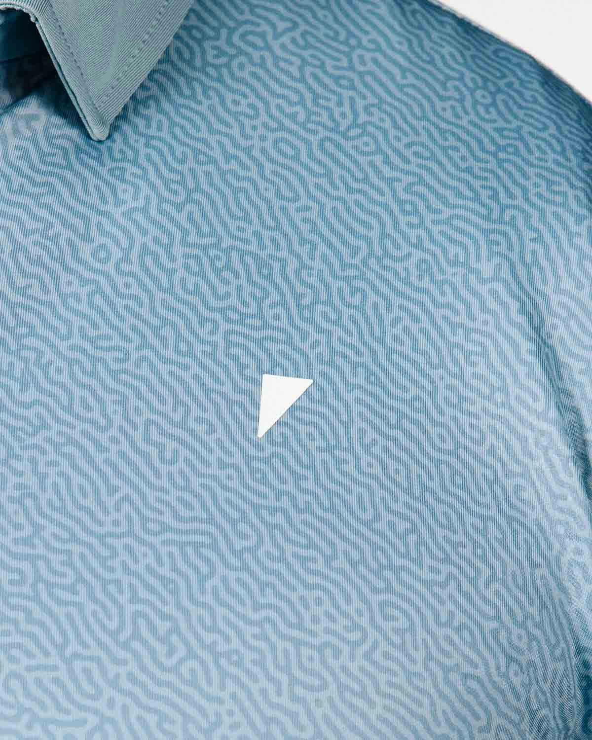 Storm Blue Maze Classic Polo Tear Resistant Microfiber texture