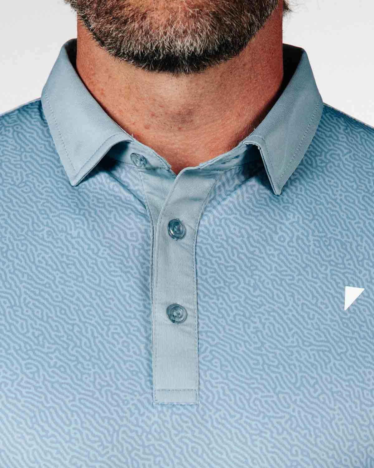 Durable Reinforced Shoulders Storm Blue Maze Classic Polo