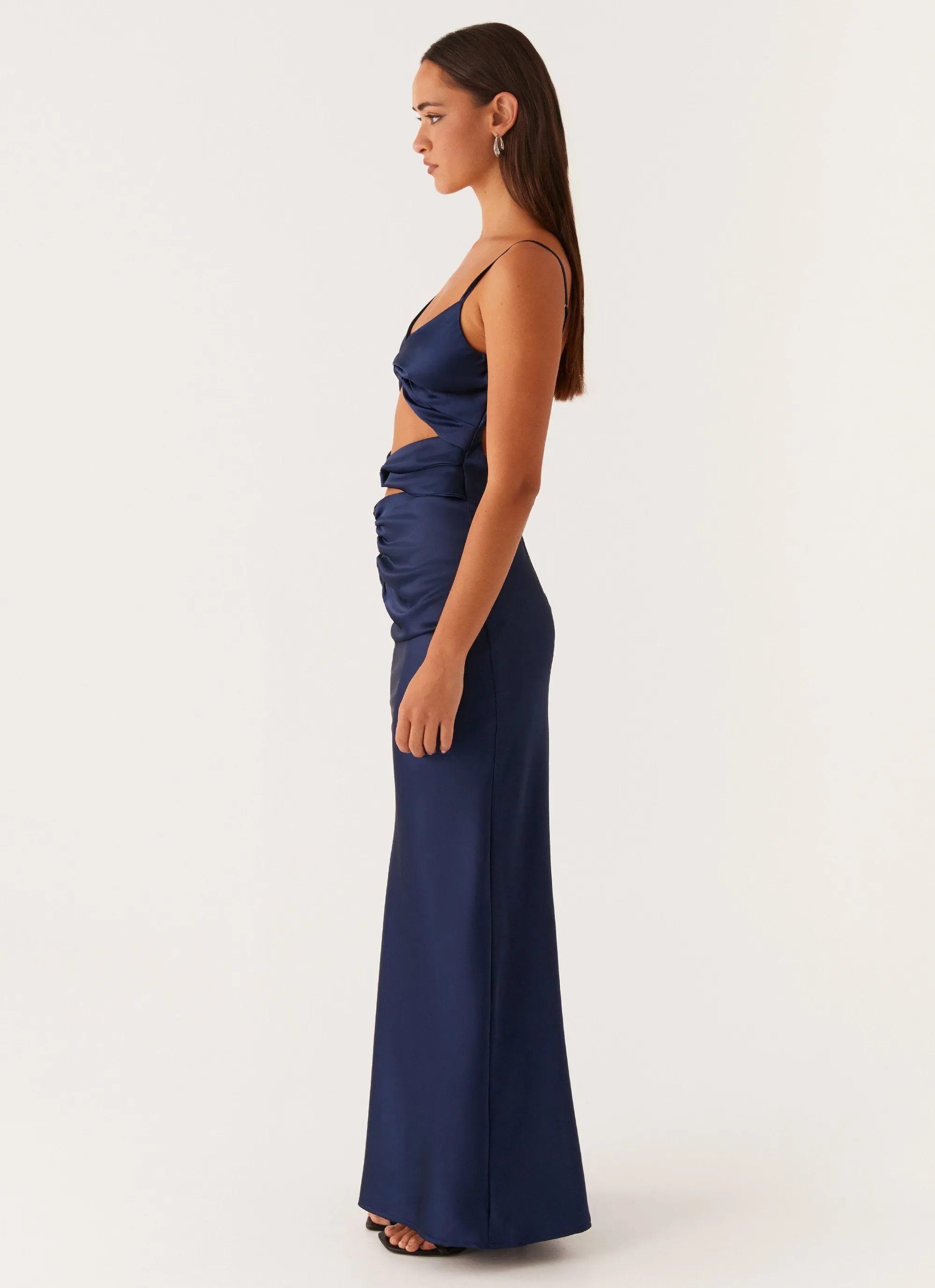 Stormie Satin Maxi Dress - Navy Versatile Layers
