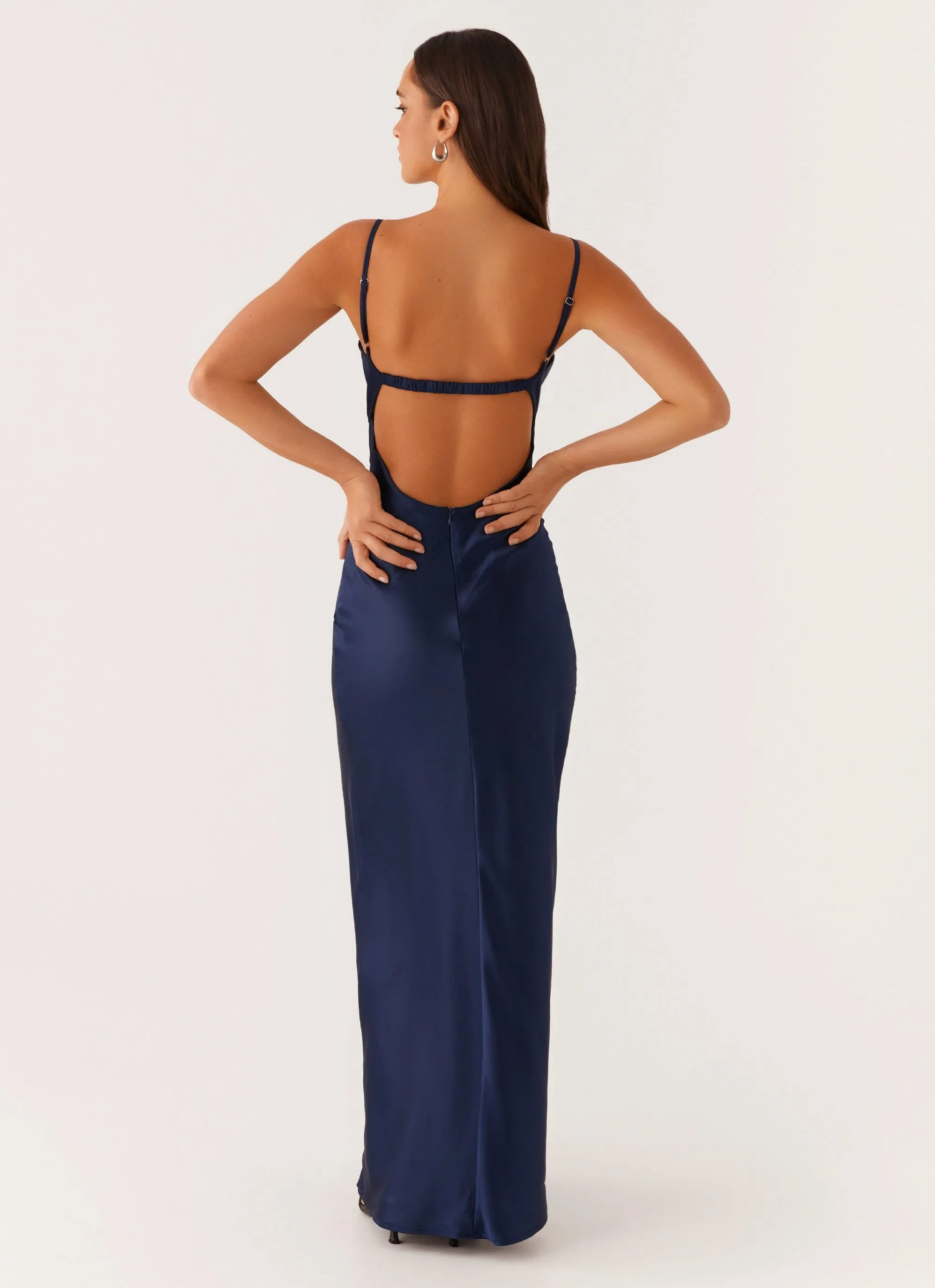 Stormie Satin Maxi Dress - Navy Polished Mood Relax Mode