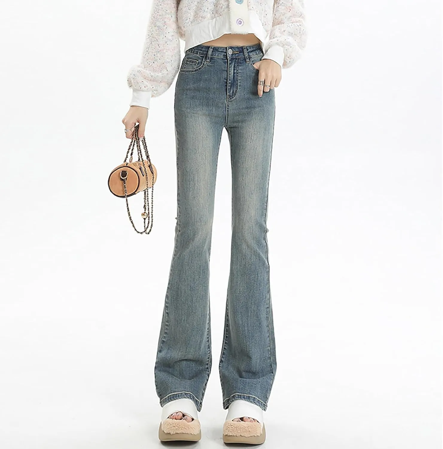 Straight Leg Stretchy Jeans Leg Jeans Loose Wide Leg Casual Pants Woman's Jeans Jeans Woman Jeans Jeans for Women