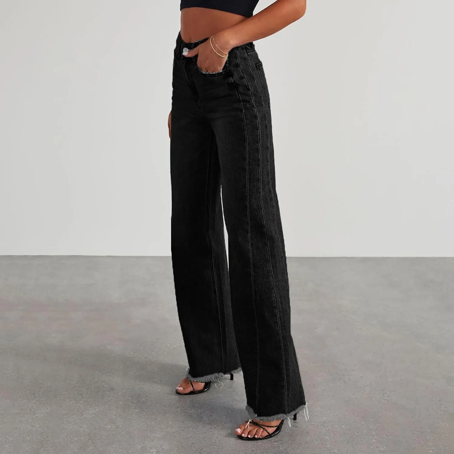 Straight Leg Stretchy Jeans Leg Jeans Loose Wide Leg Casual Pants Woman's Jeans Jeans Woman Jeans Jeans for Women