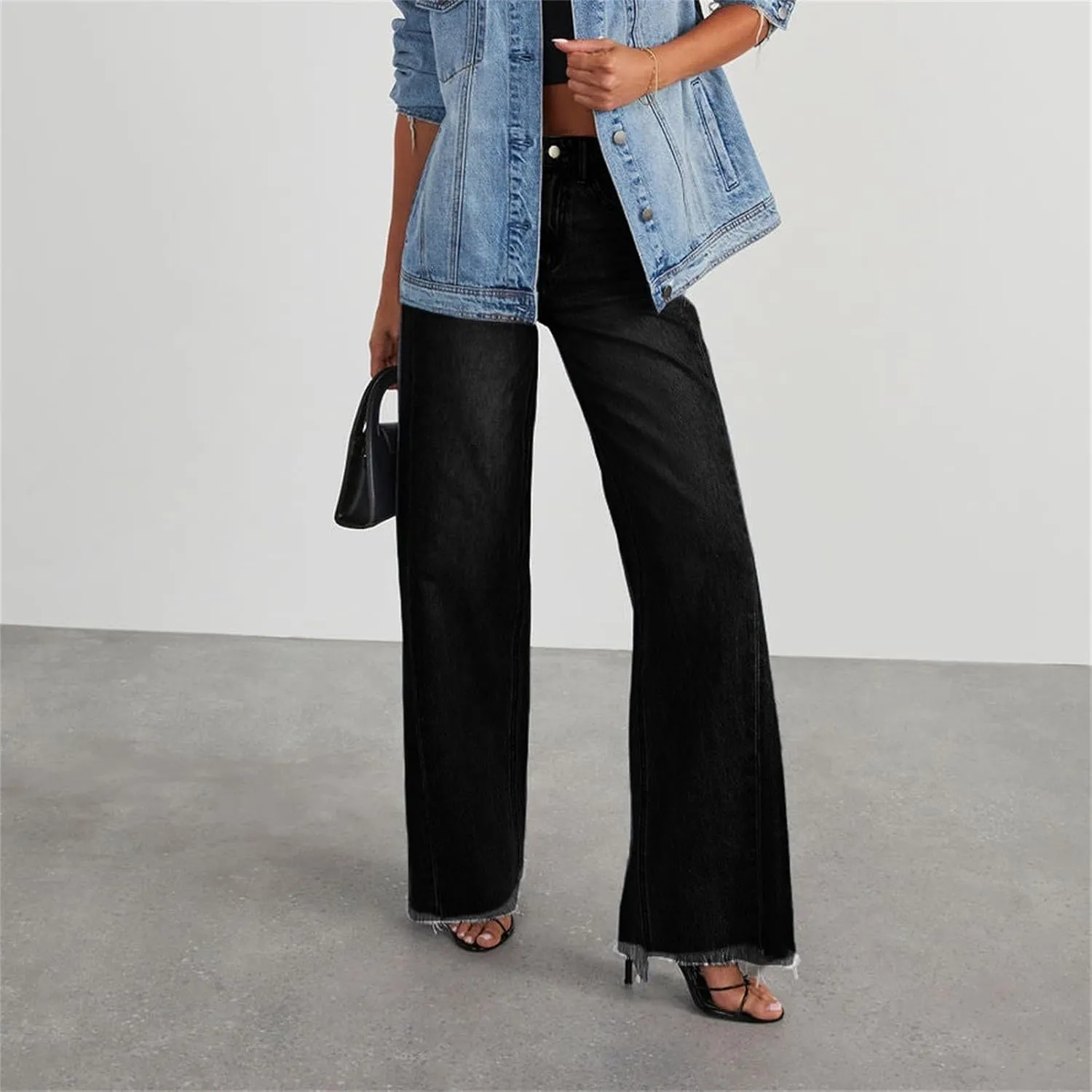 Straight Leg Stretchy Jeans Leg Jeans Loose Wide Leg Casual Pants Woman's Jeans Jeans Woman Jeans Jeans for Women
