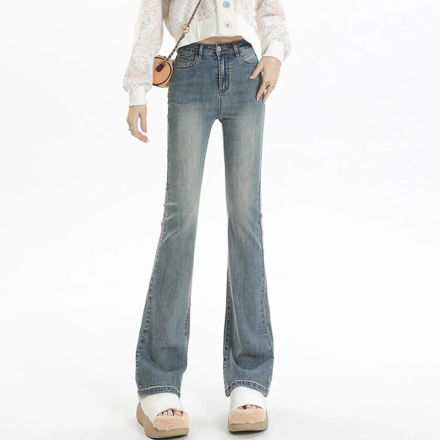 Straight Leg Stretchy Jeans Leg Jeans Loose Wide Leg Casual Pants Woman's Jeans Jeans Woman Jeans Jeans for Women