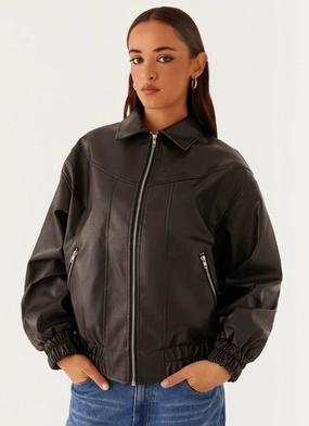 Holland Bomber Jacket - Black Layered Drape