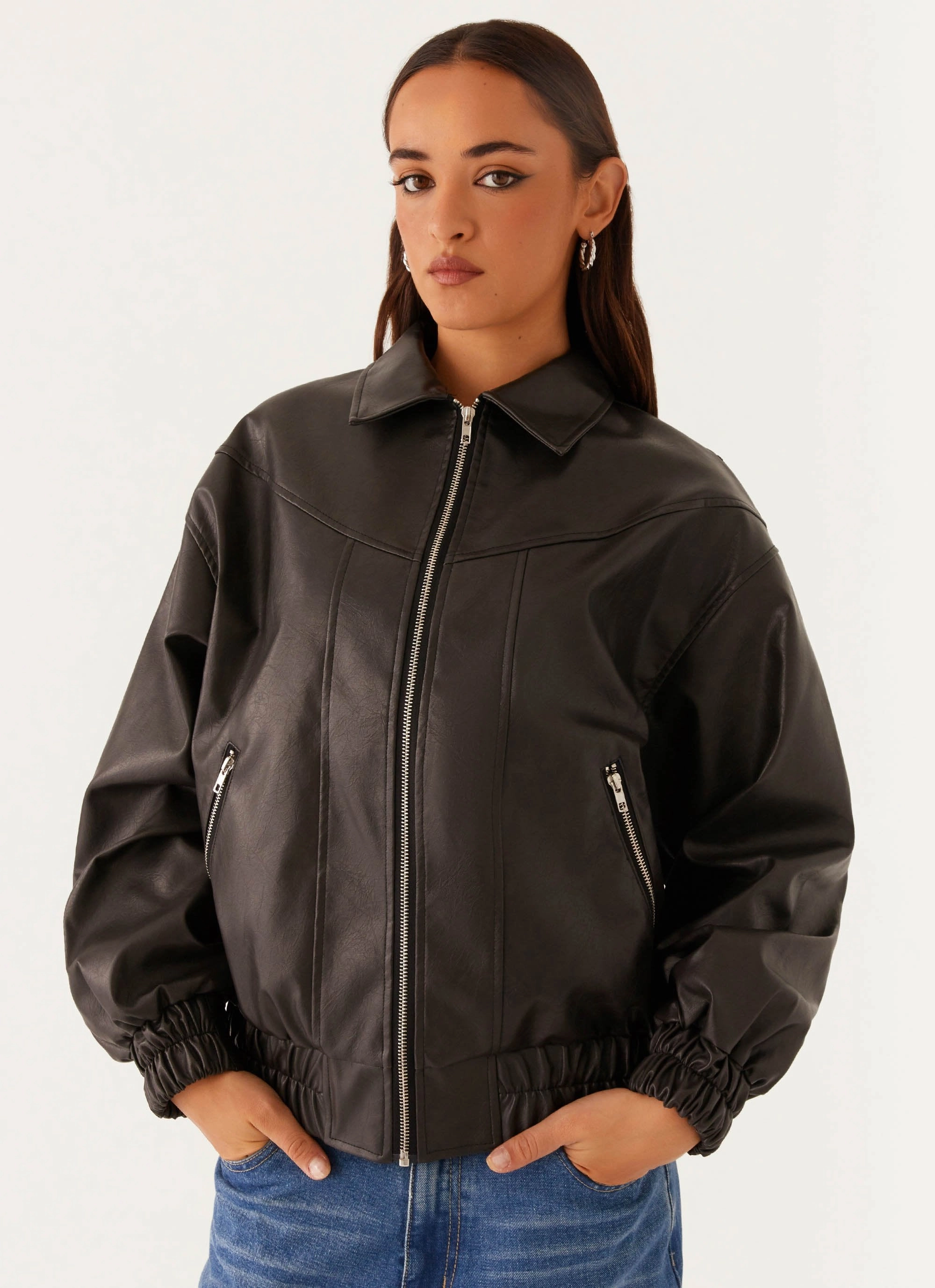 Holland Bomber Jacket - Black Layered Drape