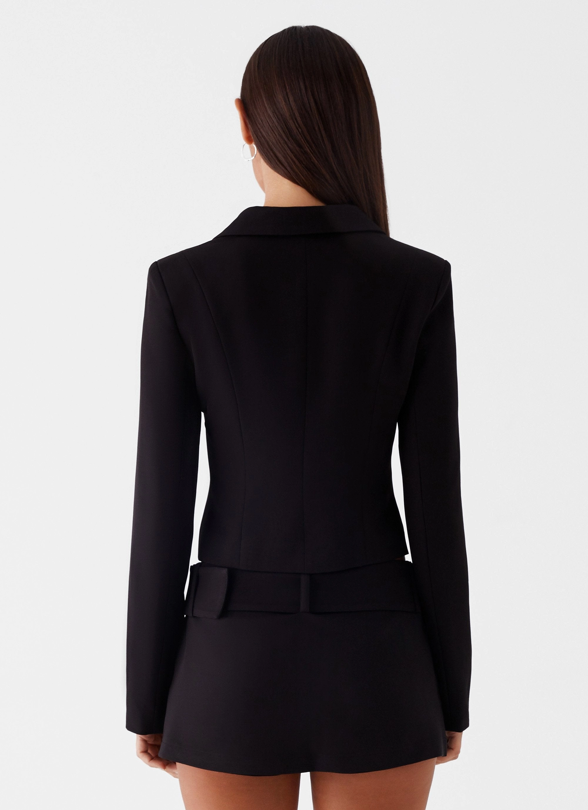 NaturalFiberBlend MultiPanel Design Lynden Blazer Top - Black