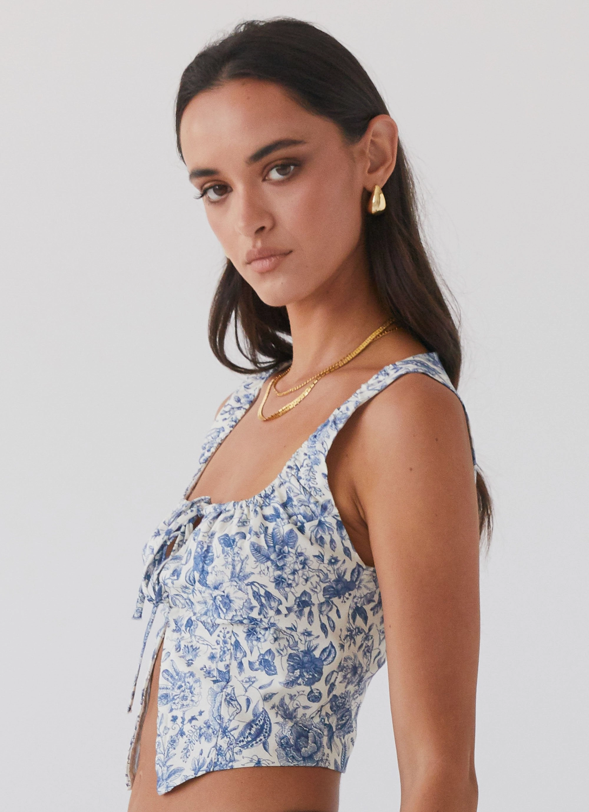 Take Me Away Corset Top - Blue Paisley AbrasionResistantEdging Smooth Zipper Track