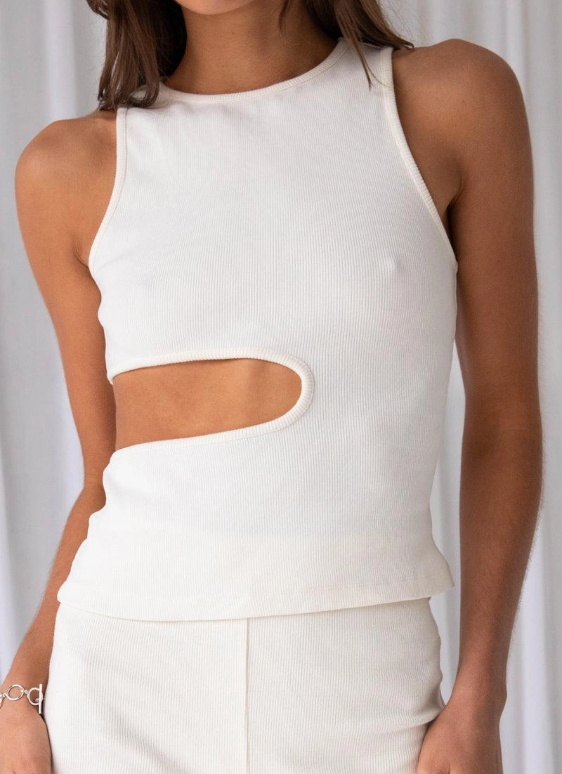 From Us Organic Cotton Rib Tank - Ivory Recycled Textile