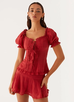 Hundred Percent Mini Skirt - Red hypoallergenic DoubleLayeredHem