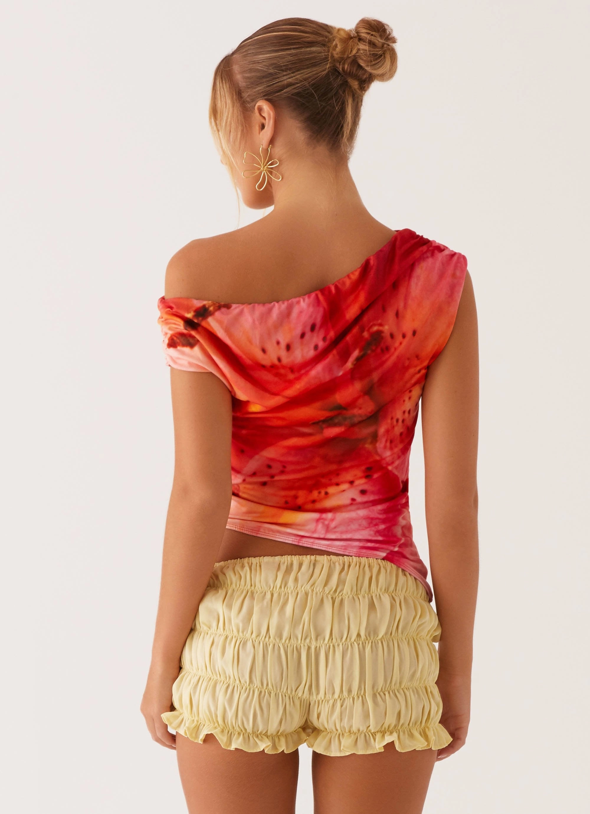 Microfiber Technology Athens One Shoulder Top - Floral